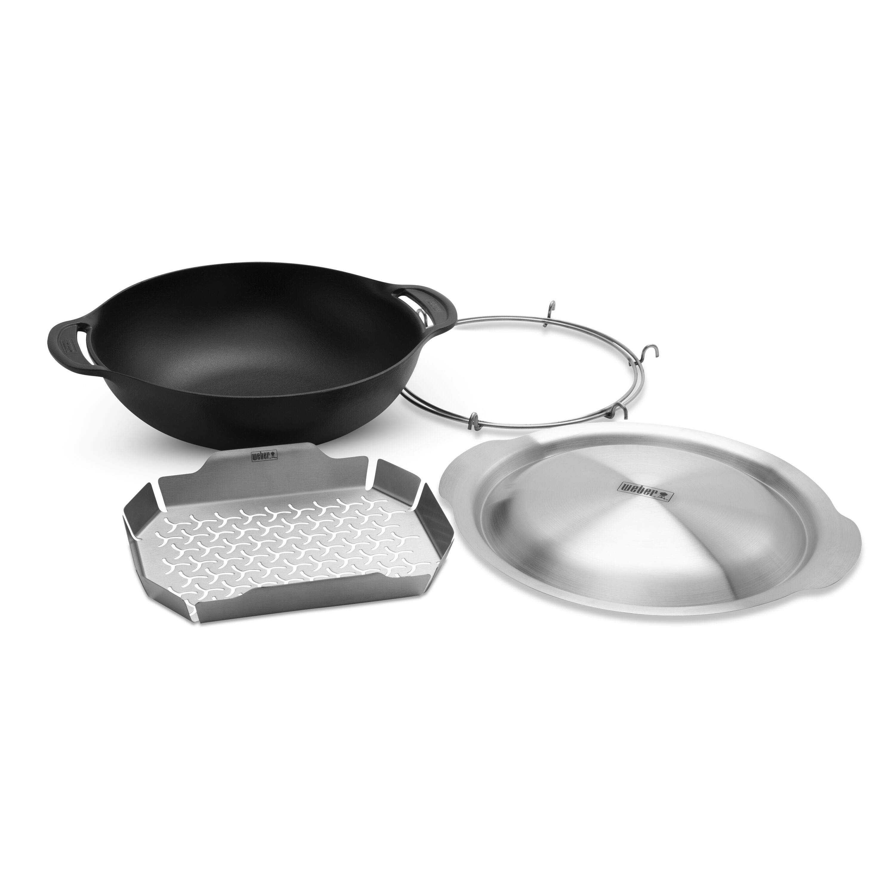 Weber 7606 Crafted 3 -Pack Porcelain-Enameled Cast-Iron Wok