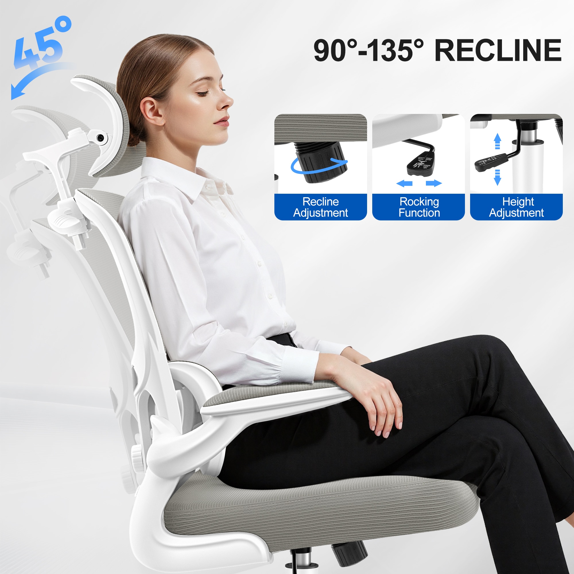 KERDOM 25KD04H-LIGHT GREY Office-Chairs - View #5