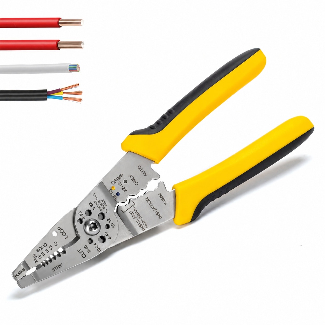 Linder Group Inc Wire stripper tool 8 inch multipurpose plier for electricians 10 to 22 AWG stripping cutting crimping solid and stranded electrical wires