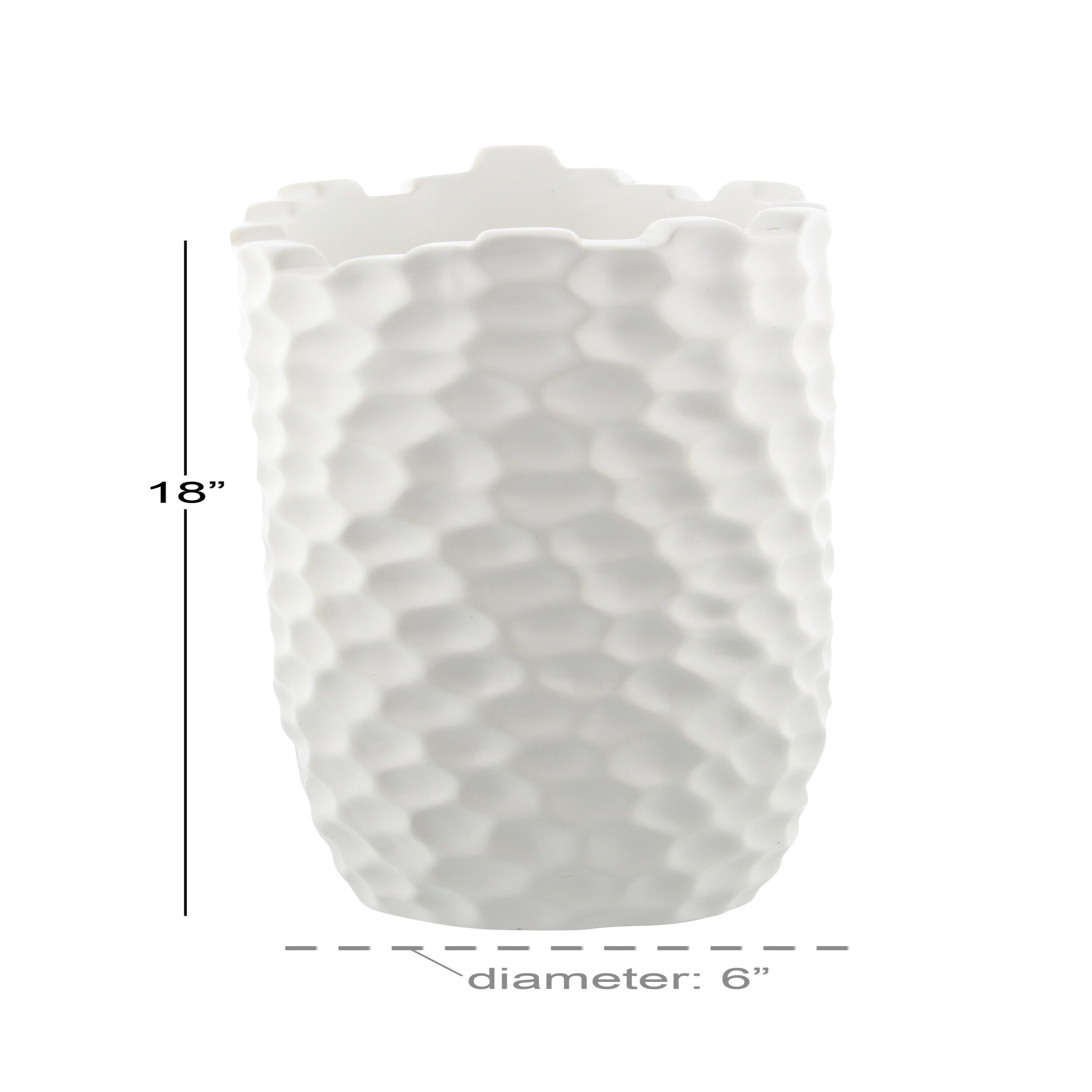 Elegant Honeycomb 14" White Porcelain Decorative Vase