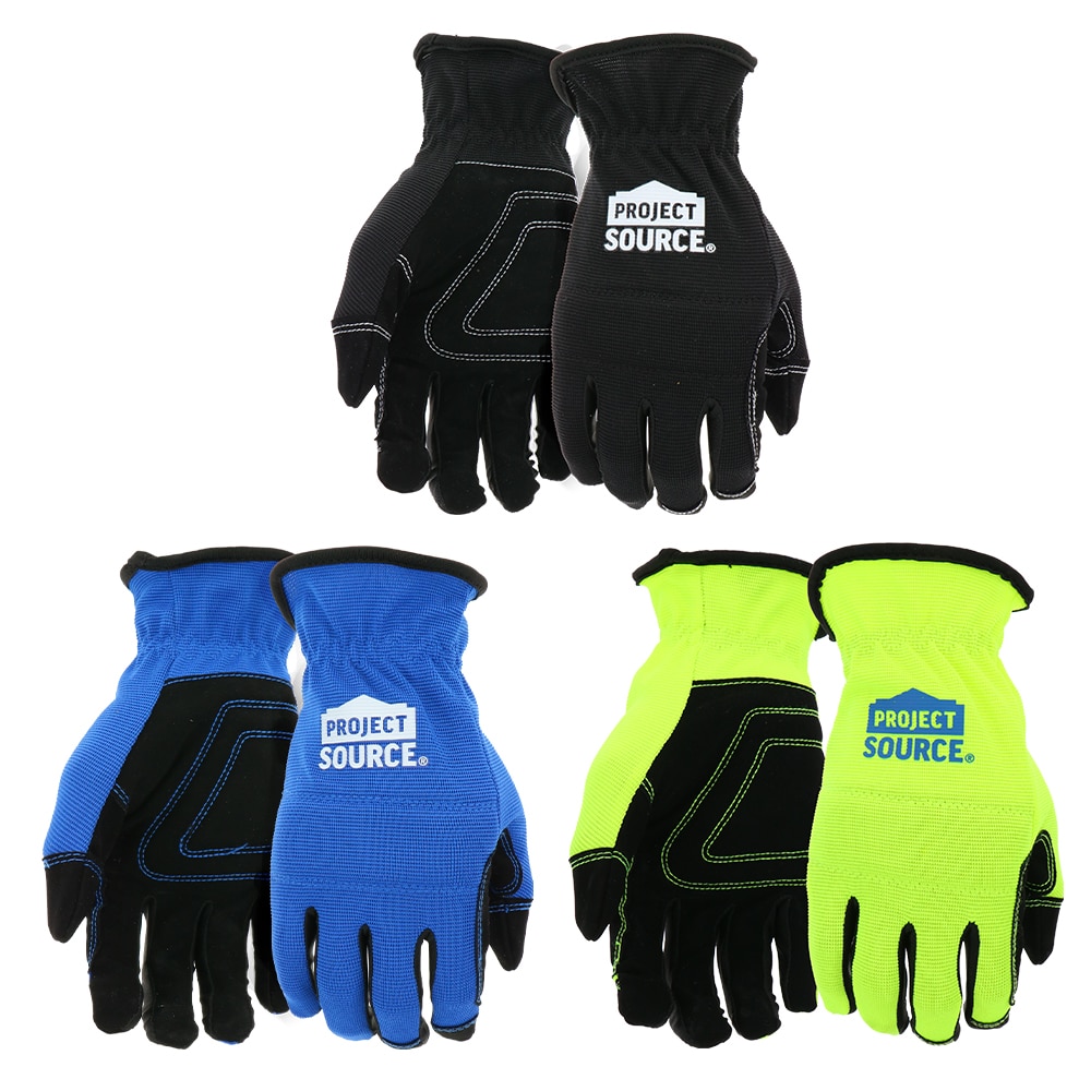 Project Source Large Polyester Mechanical Repair Gloves, (3-Pairs) at