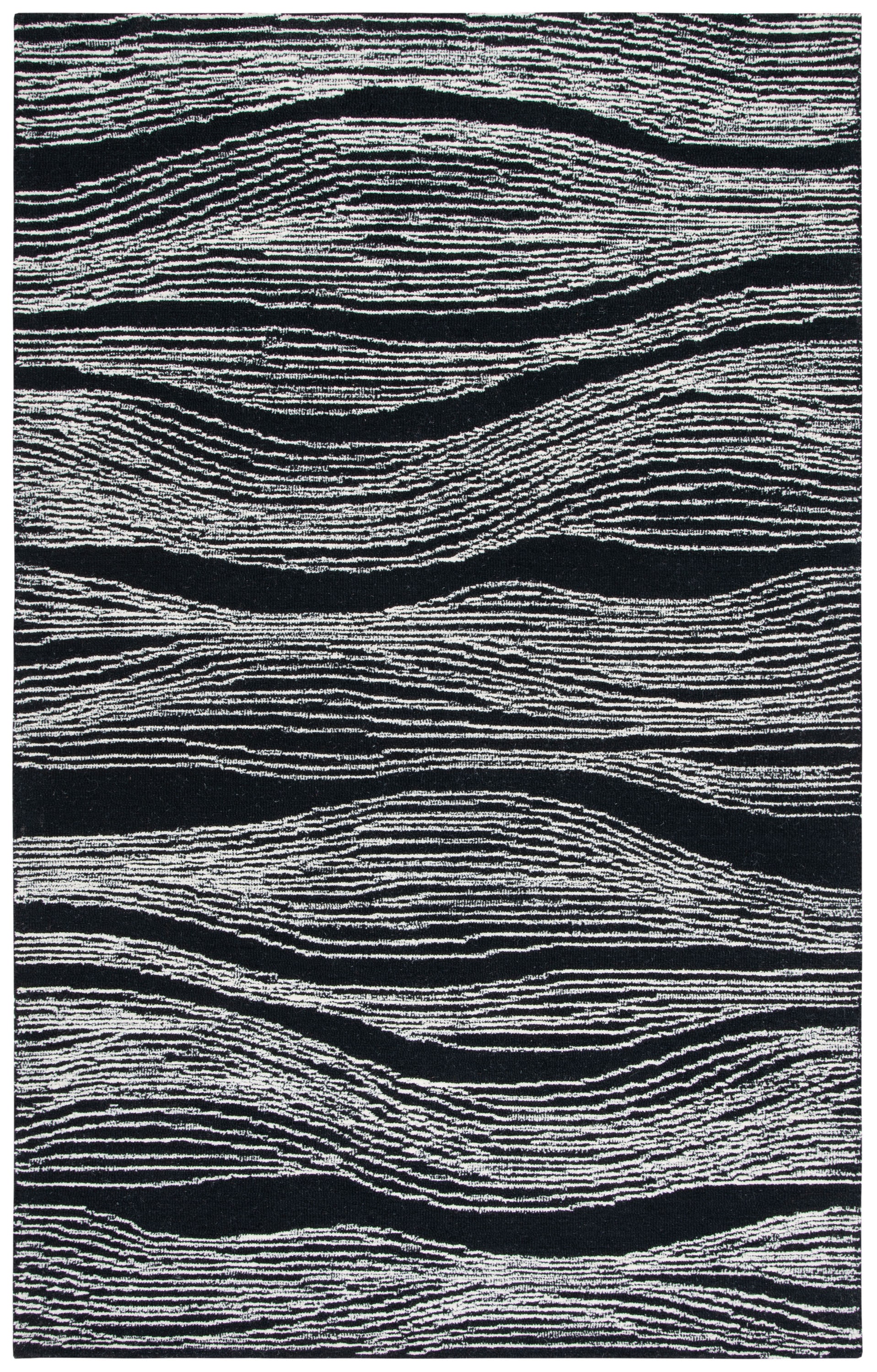 Safavieh MET995Z-6 Metro Annarosa 6 x 9 (ft) Tufted Wool Black/Ivory Rectangular Indoor Abstract Bohemian/Eclectic Area rug