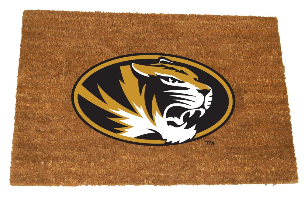 The Memory Company COL-MIZ-1689 Missouri Tigers 29.5-in x 19.5-in Team Color Coir Non-Slip Grip Outdoor Decorative Sports Door Mat