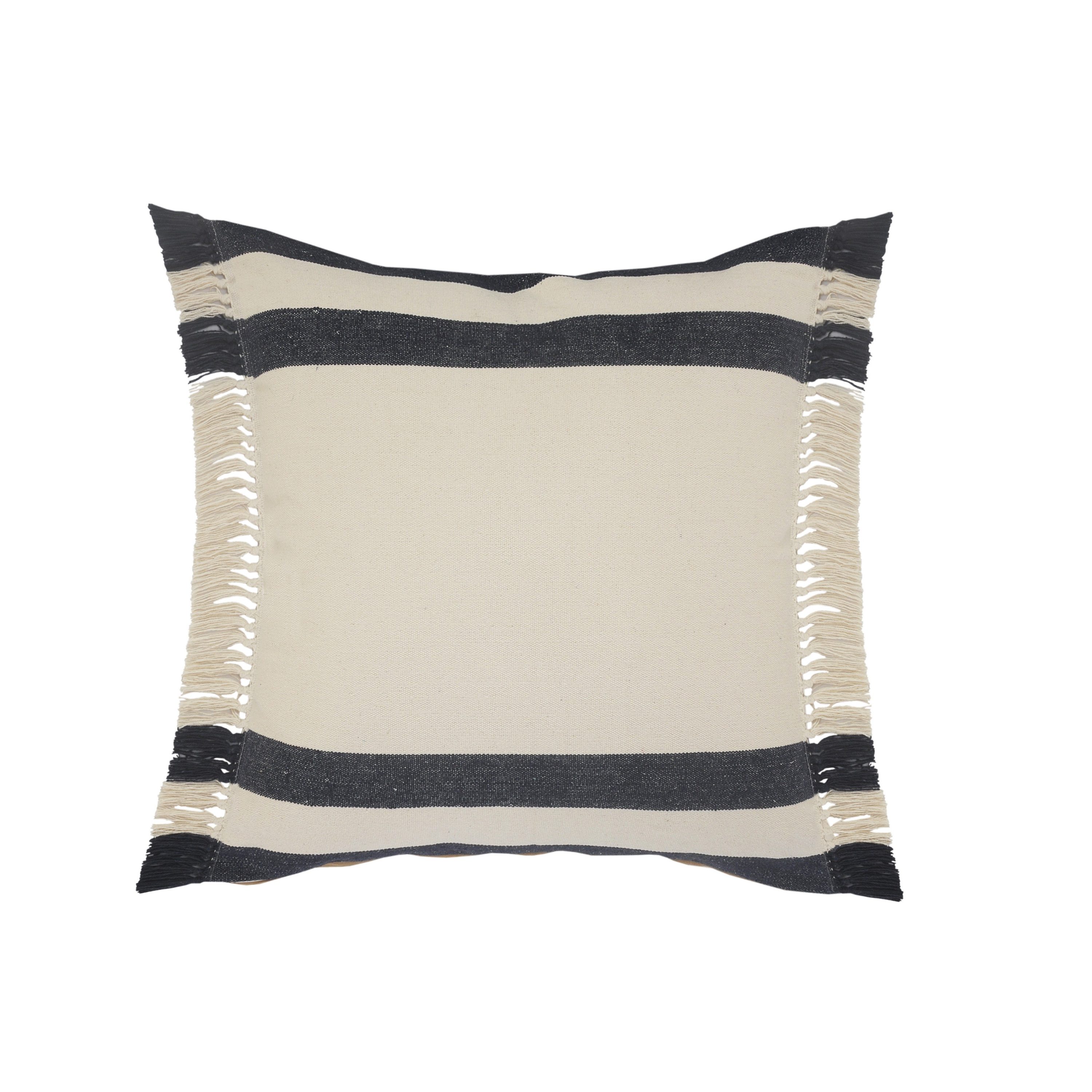 Blue and White Striped Fringe Throw Pillow, 20 inch