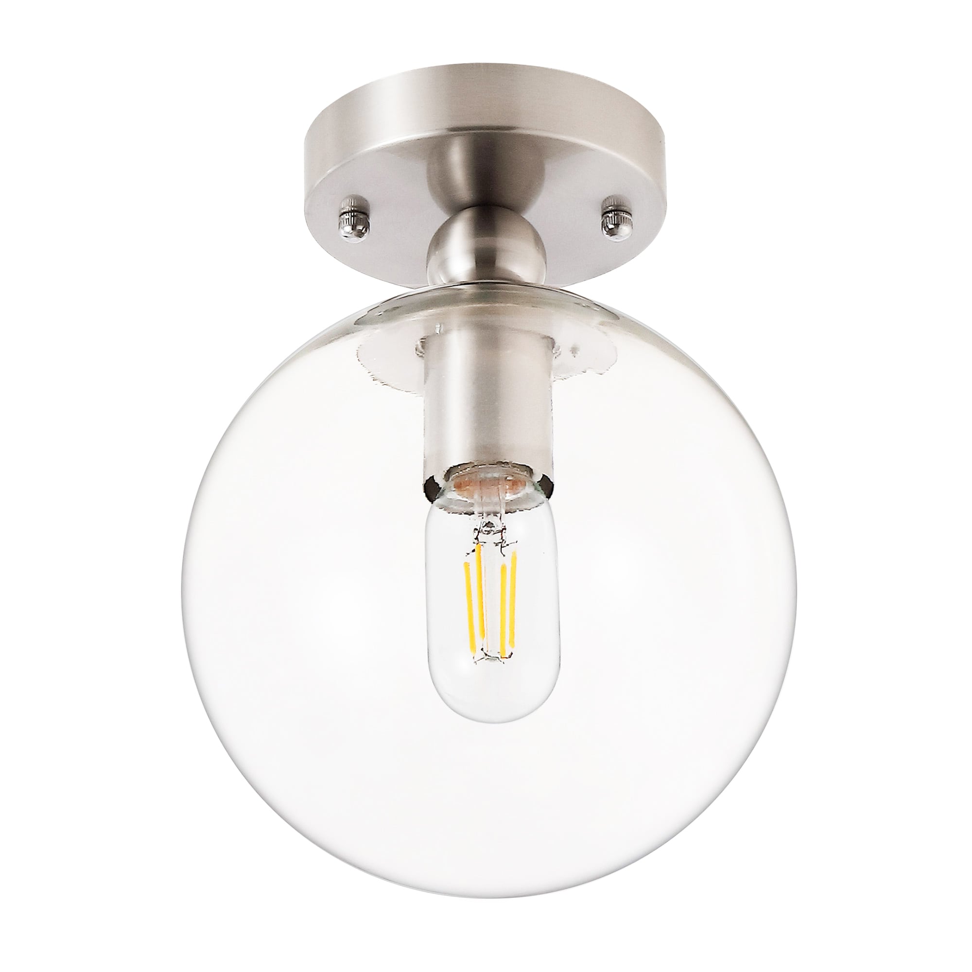 GETLEDEL LEFX-0301-NI 1 -Light 7.9-in Brushed Nickel Semi Flush Mount Light