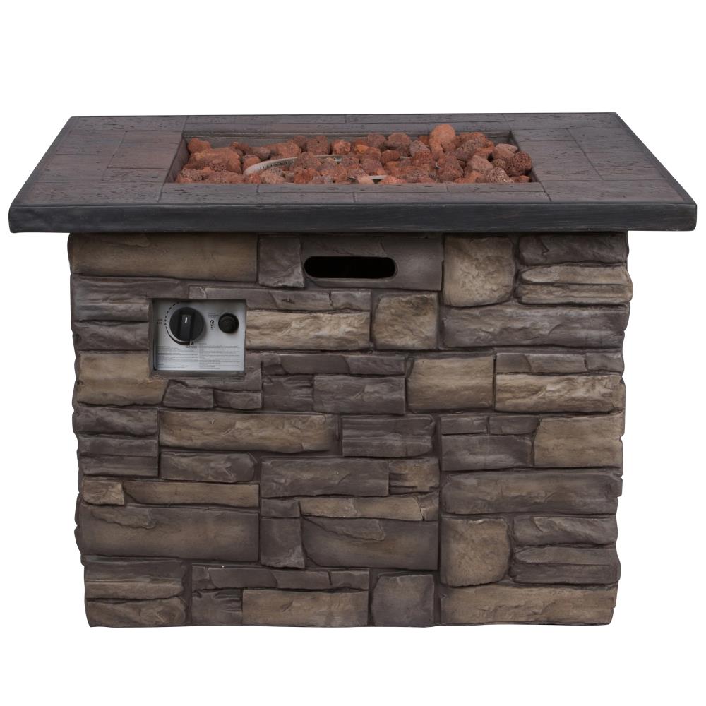 Shine Company 6102SC Sevilla 34.5-in W Stone Concrete Rectangle Tabletop Liquid propane Fire table