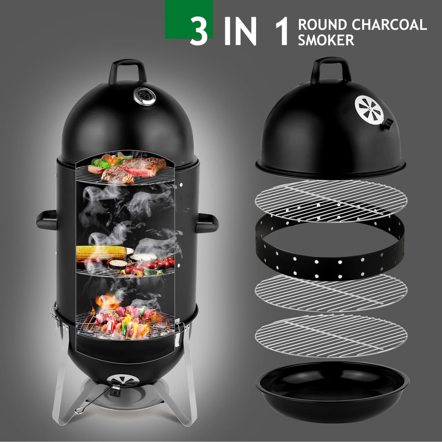 Angel Sar L2ZYYA403HDTL-BK Charcoal-Grills - View #5