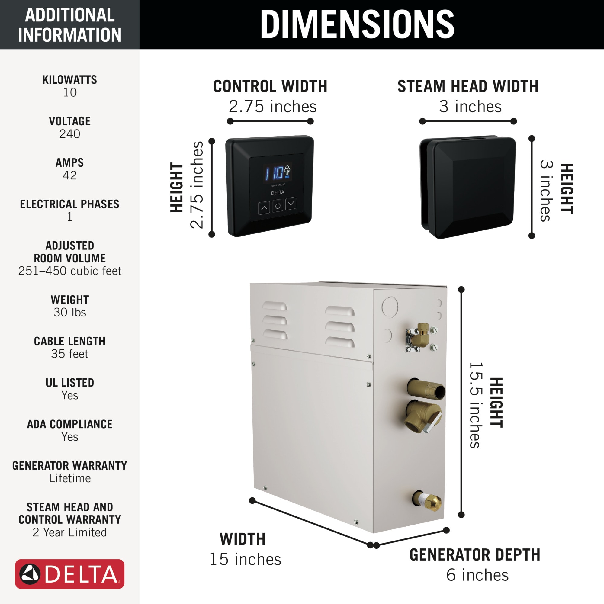 Delta 5P-EST10-BL Steam-Showers - View #8