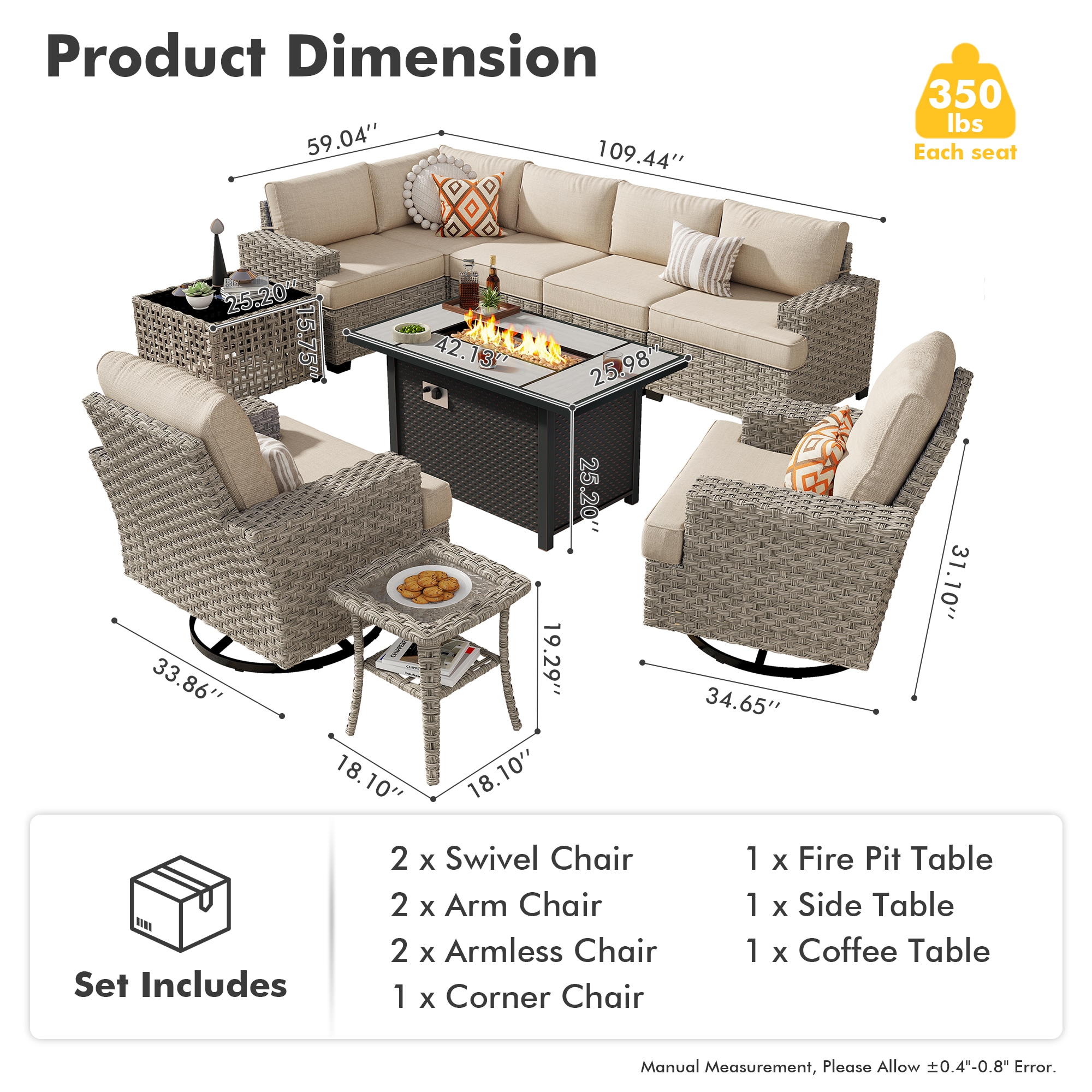 Ovios RFPTS609Y Patio-Conversation-Sets - View #11