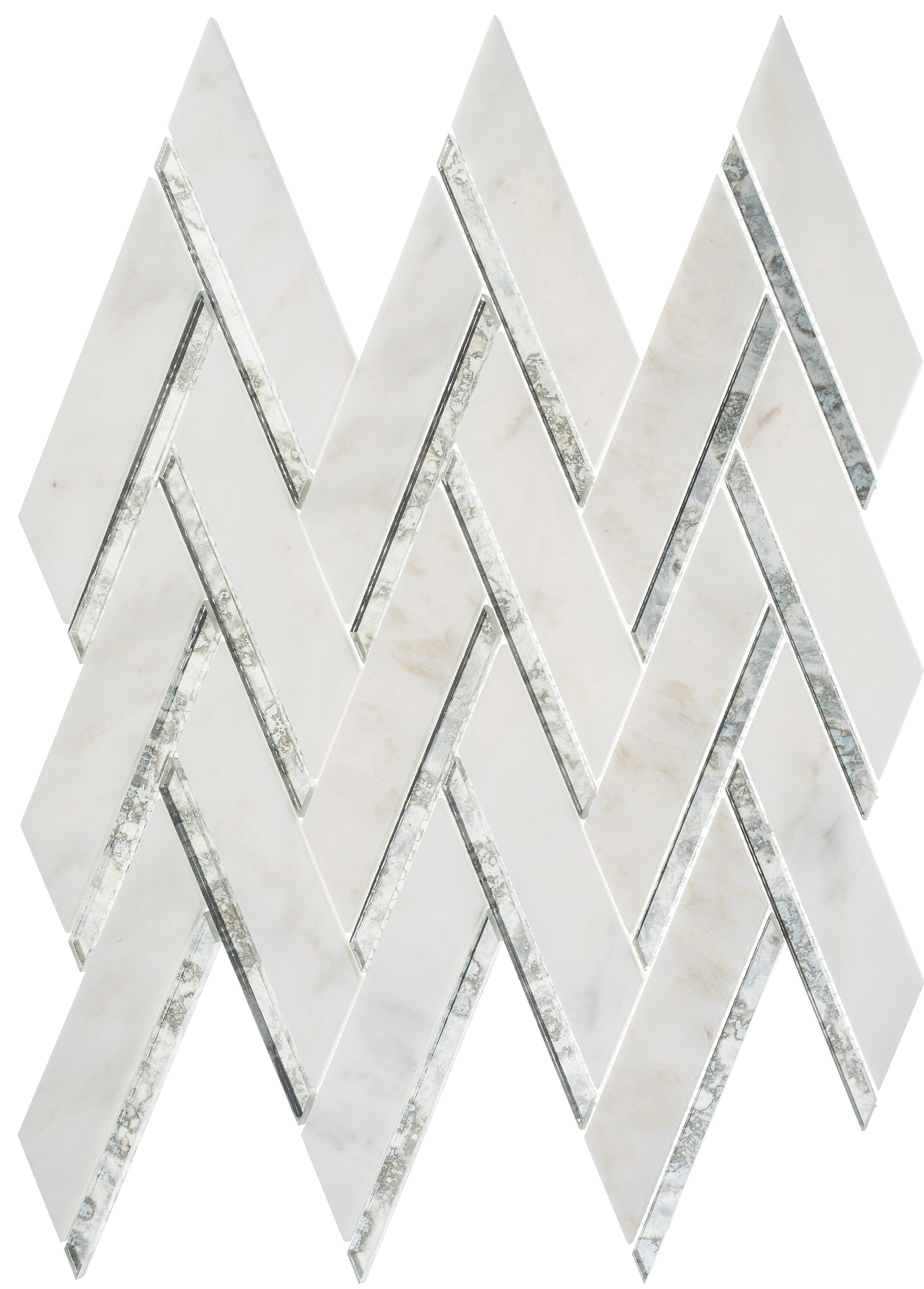 Andova Tiles ANDSKY190 Skylar Air 14-in x 15-in Polished Glass/Stone Look Chevron Mosaic Wall Tile (1.46-sq. ft/ Piece)