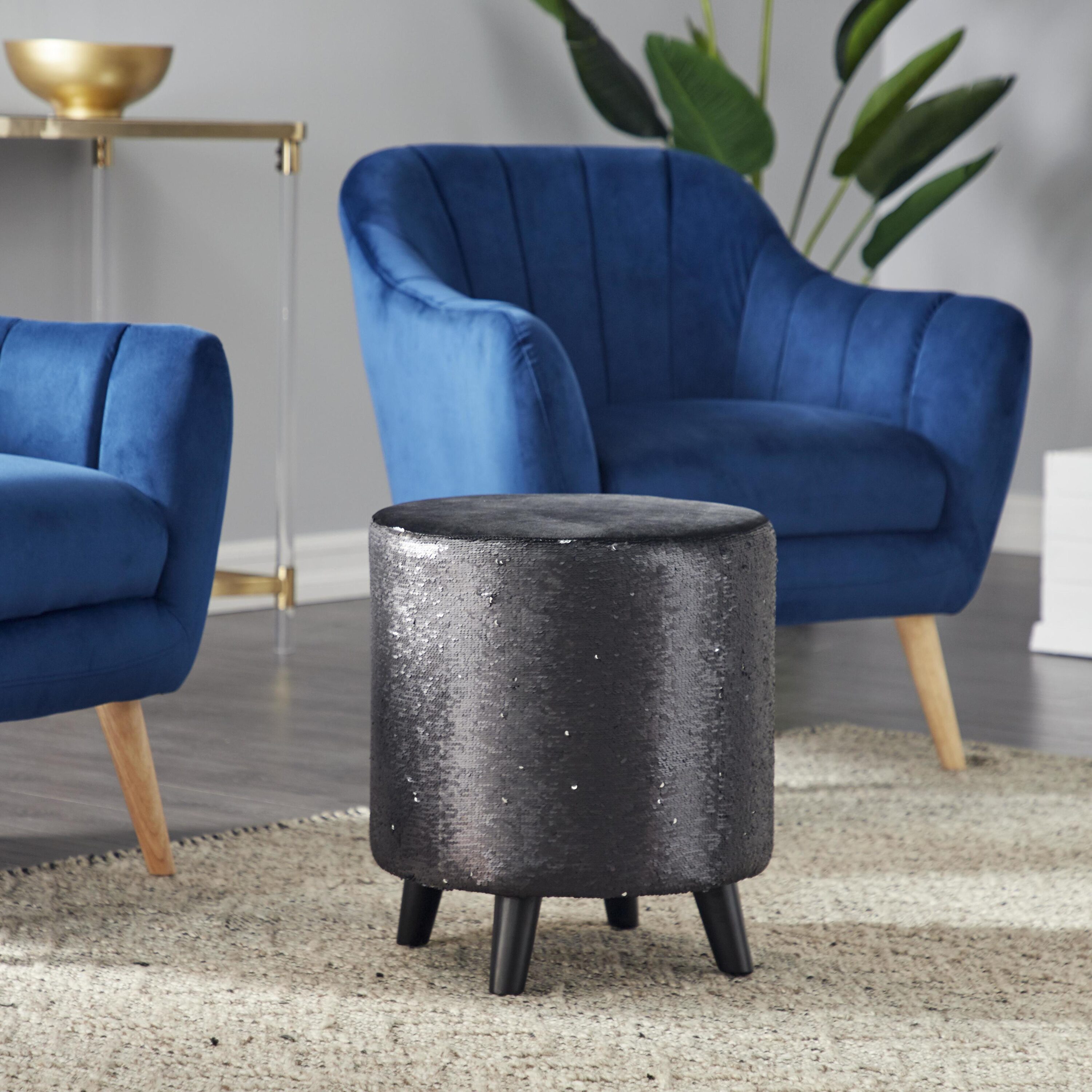 Grayson Lane 53750 Modern Black Round Ottoman