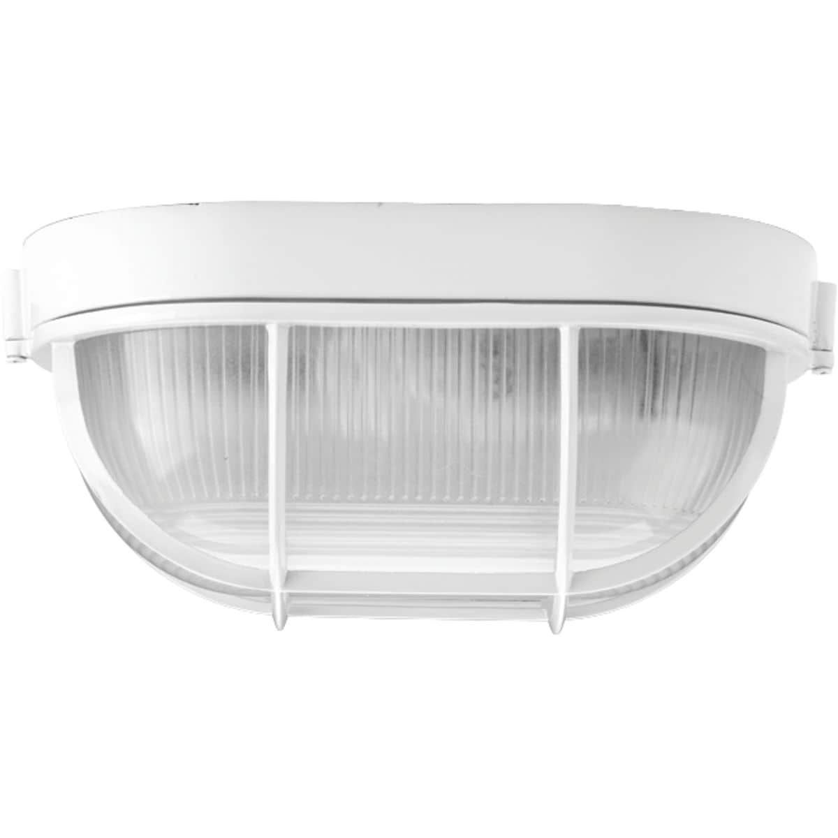 White Aluminum Indoor/Outdoor Flush Mount Light with Polycarbonate Shade
