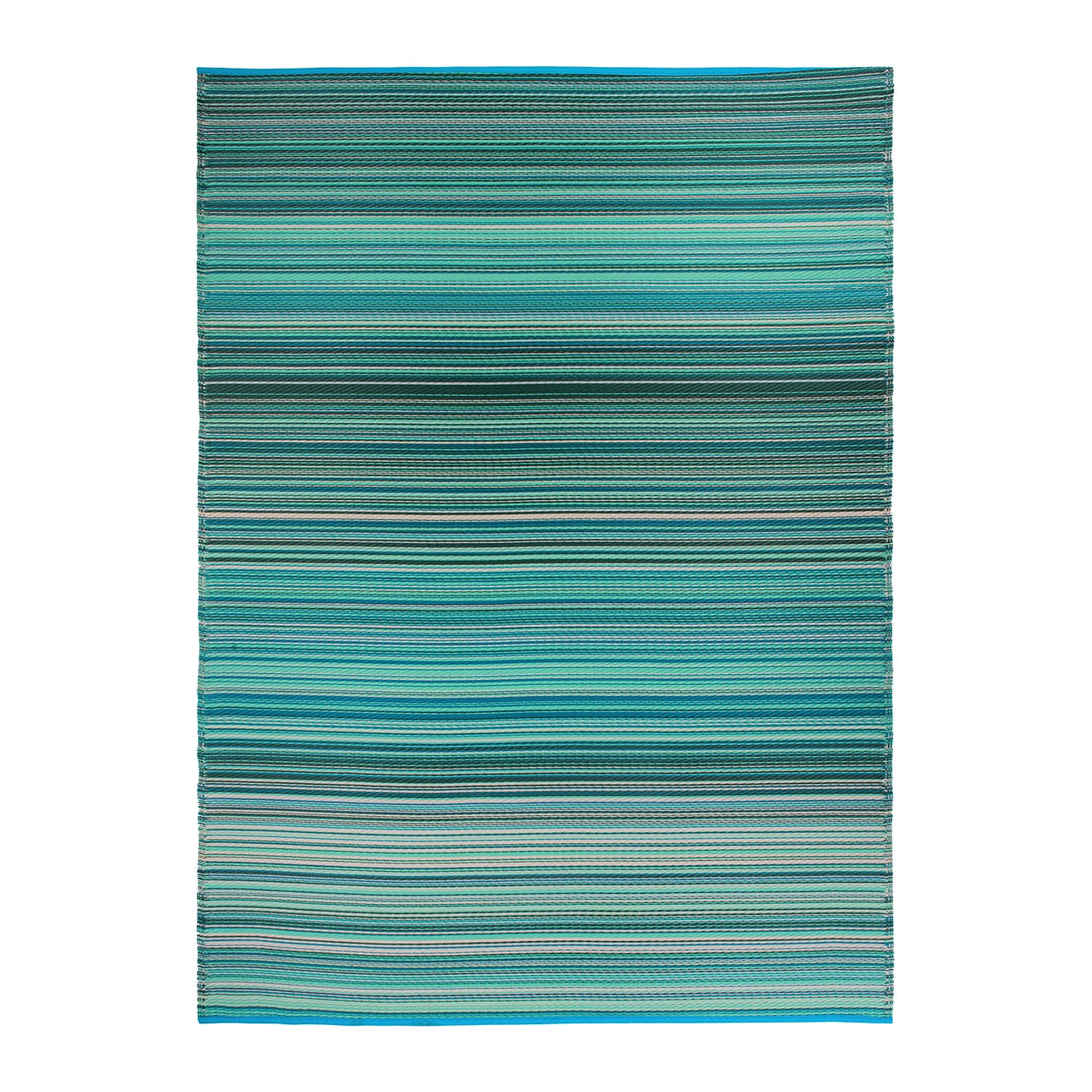 Blue and Green Striped Synthetic Reversible Area Rug 8' x 10'