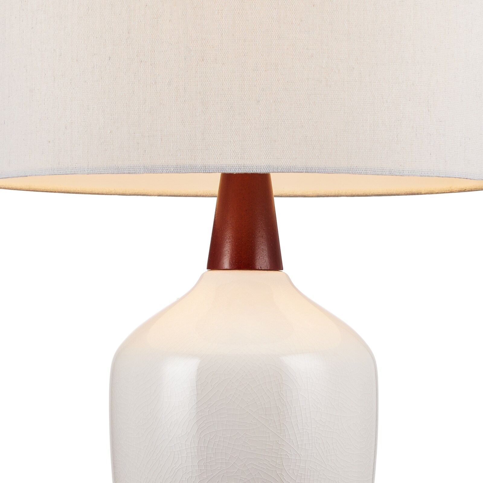 KAWOTI Chikle 22.5-in Mahogany Wood 3-way Table Lamp with Fabric Shade ...