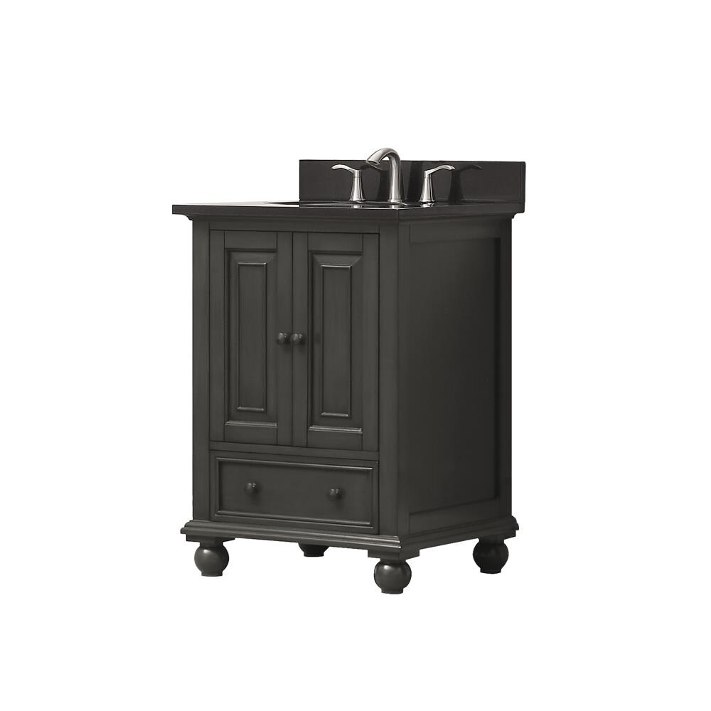 Avanity Thompson 25-in Charcoal Glaze Single Sink Bathroom Vanity with Black Granite Top