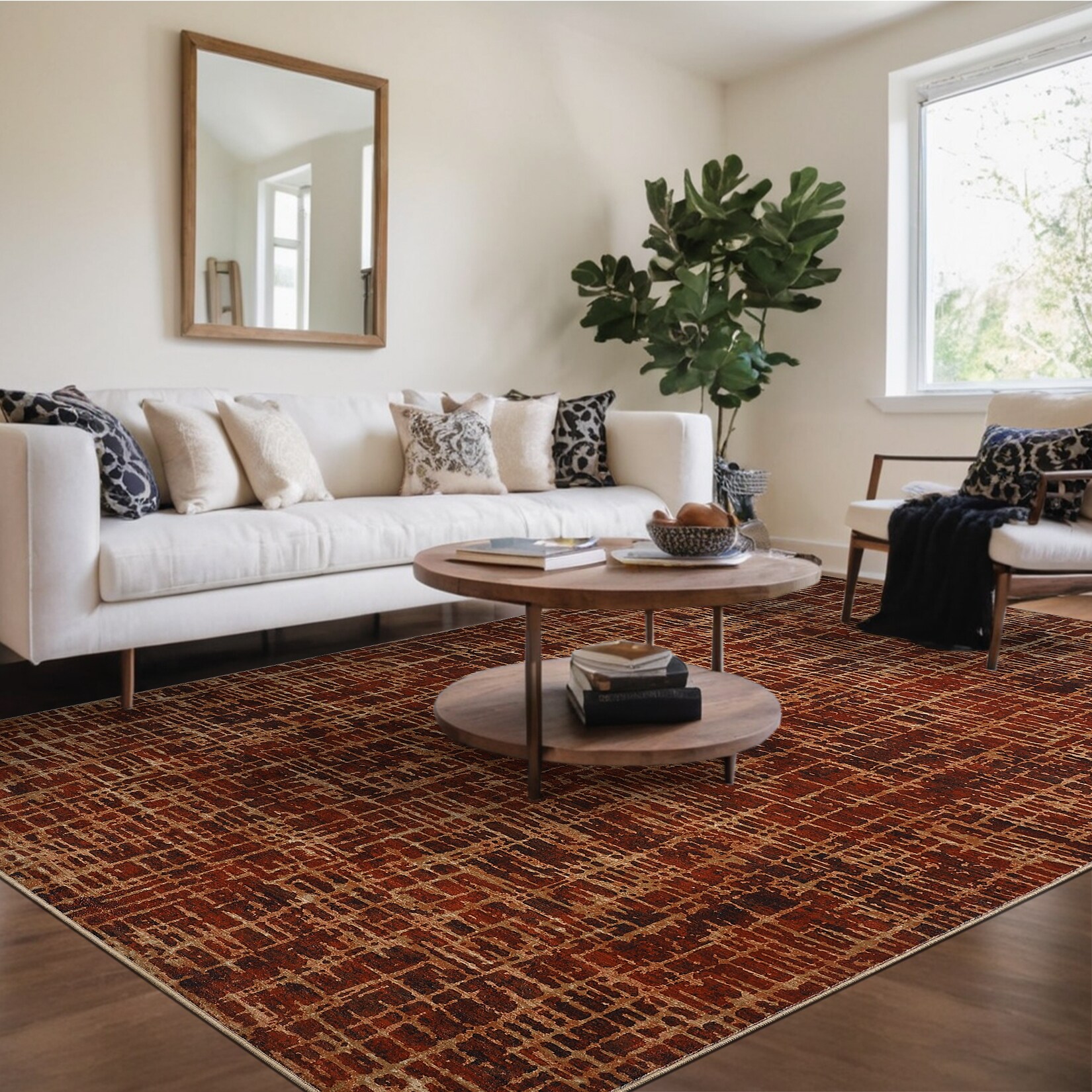 Garvee YXY-LO-PHO-16P1FY3B 10 x 13 (ft) Loomed Polyester Red Rectangular Indoor Geometric Mid-Century Modern Machine washable Area rug