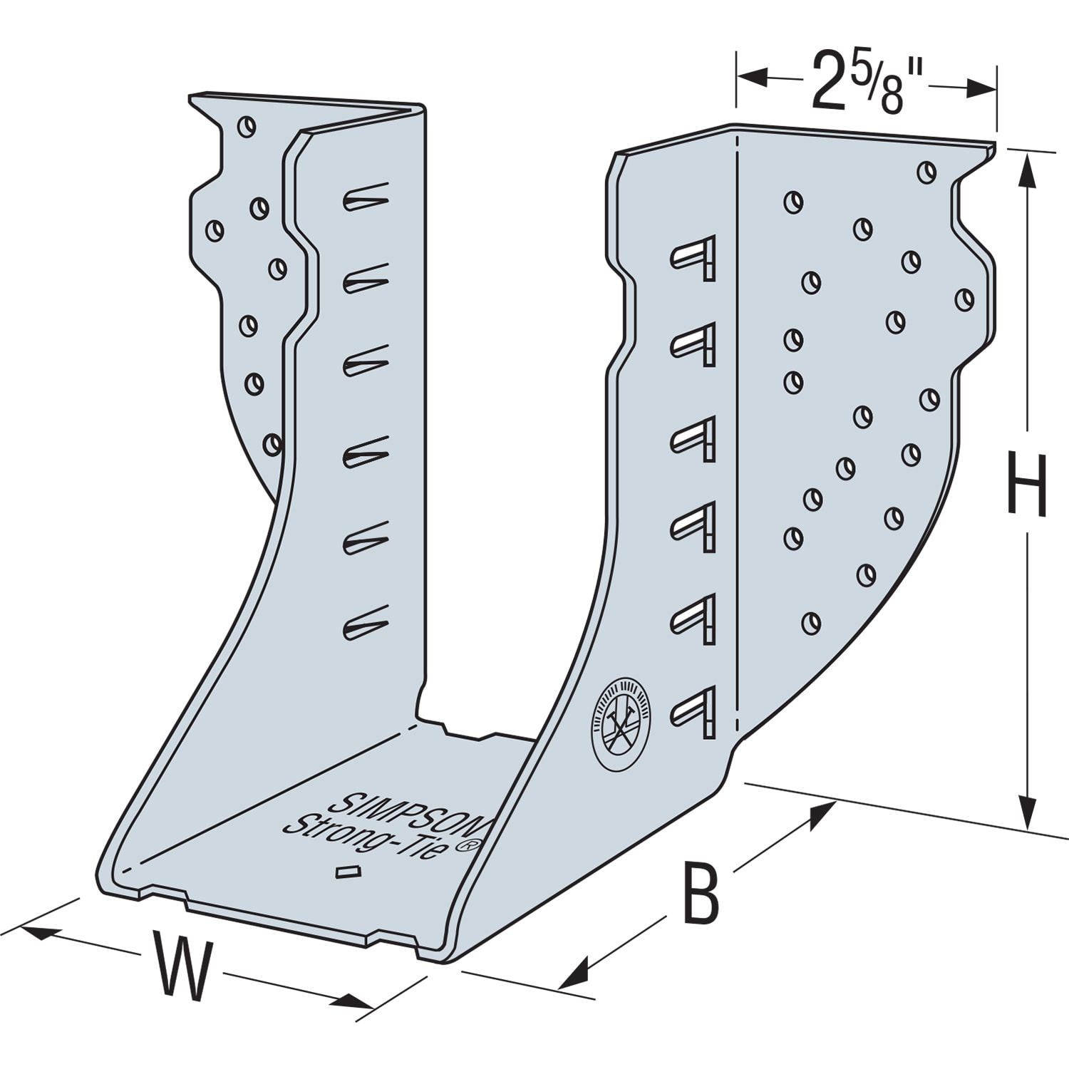 Simpson Strong-Tie ZMax Steel 2 x 8 In. 18 ga Triple Joist Hanger -  Bliffert Lumber and Hardware