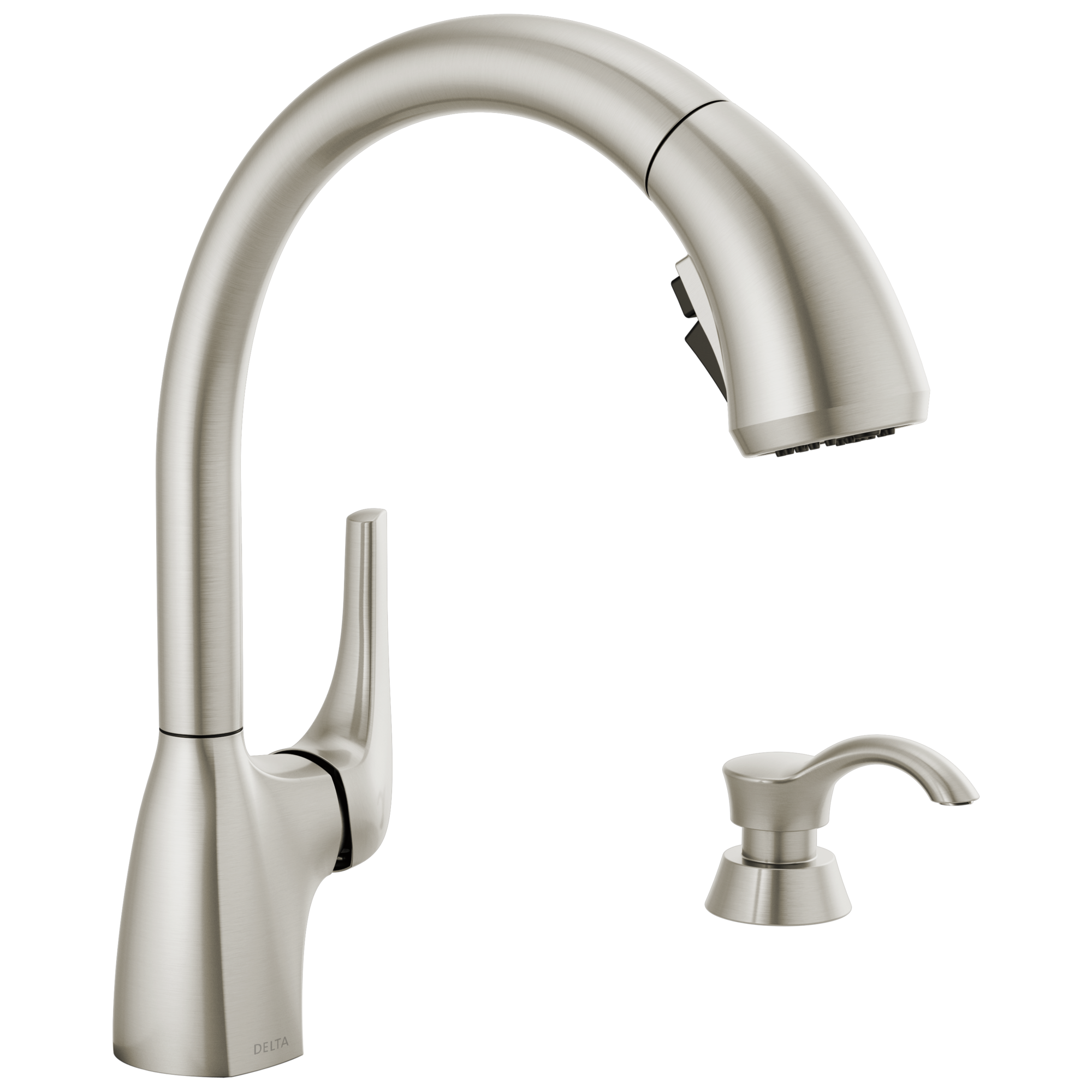 Delta Tilden Spotshield Stainless Single Handle Deck mount Pull out Handle  Kitchen Faucet Deck Plate Included