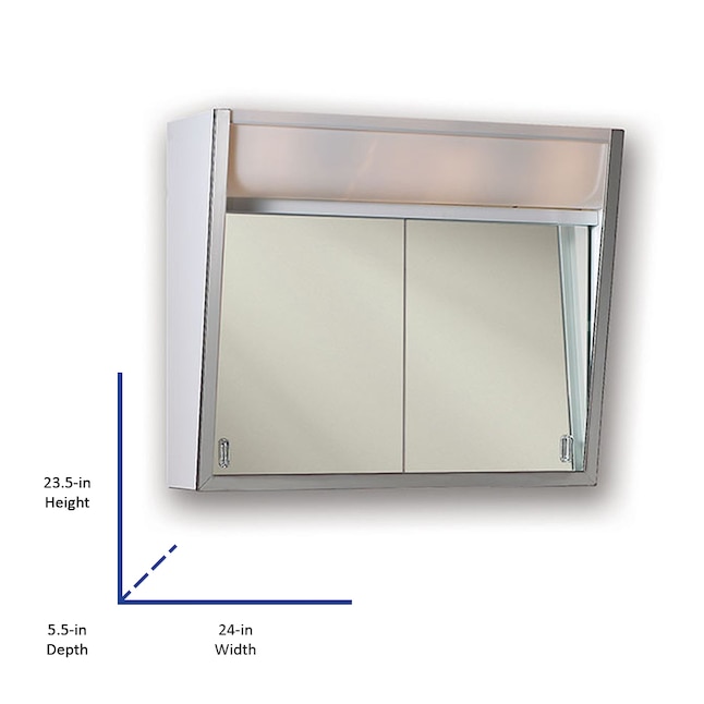 Jensen Ensign 24-in x 23.5-in Rectangle Surface Mirrored Medicine Cabinet with Outlet and Lights Jensen Ensign 24-in x 23.5-in Rectangle Surface Mirrored Medicine Cabinet with Outlet and Lights