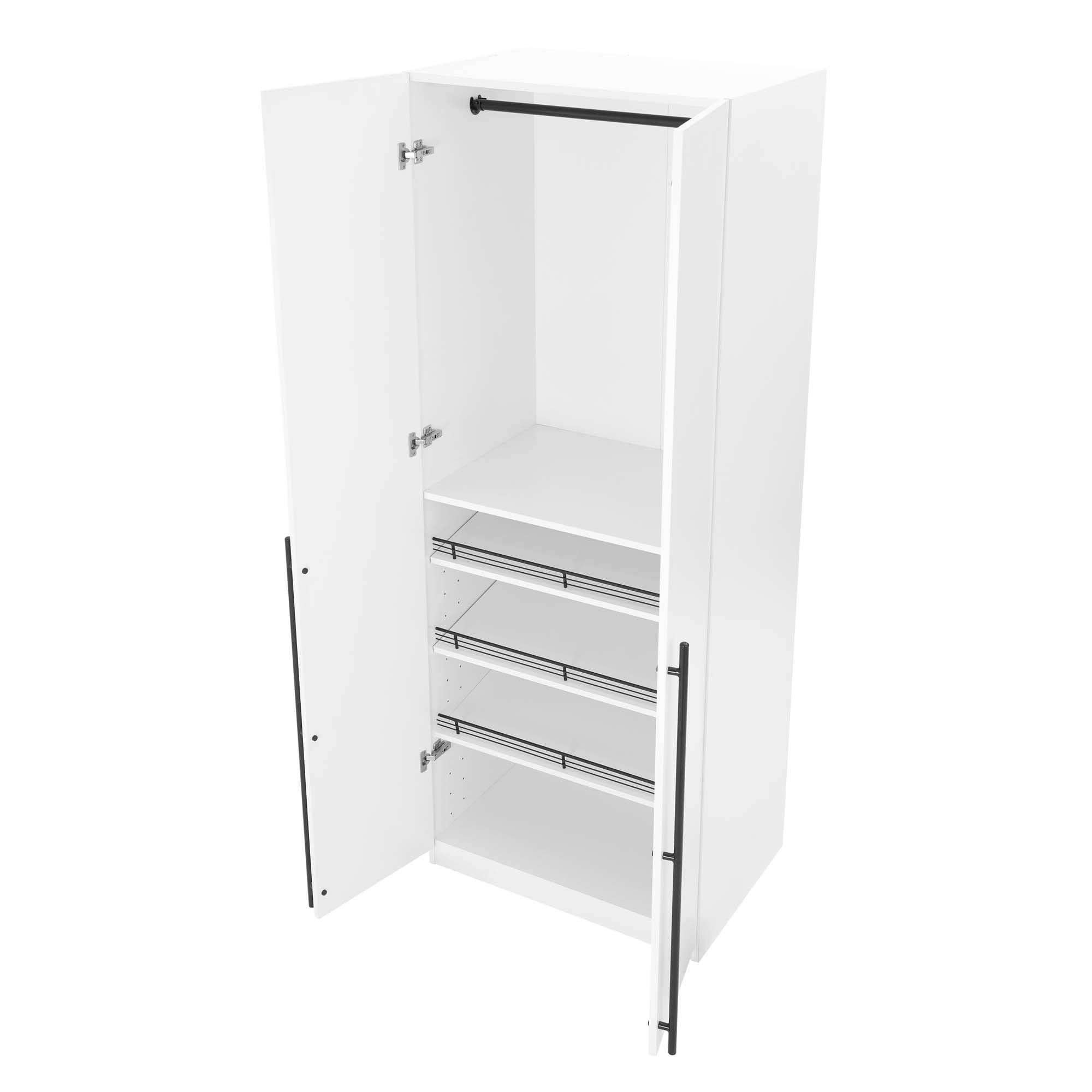 White MDF Freestanding Wardrobe Closet with Black Handles