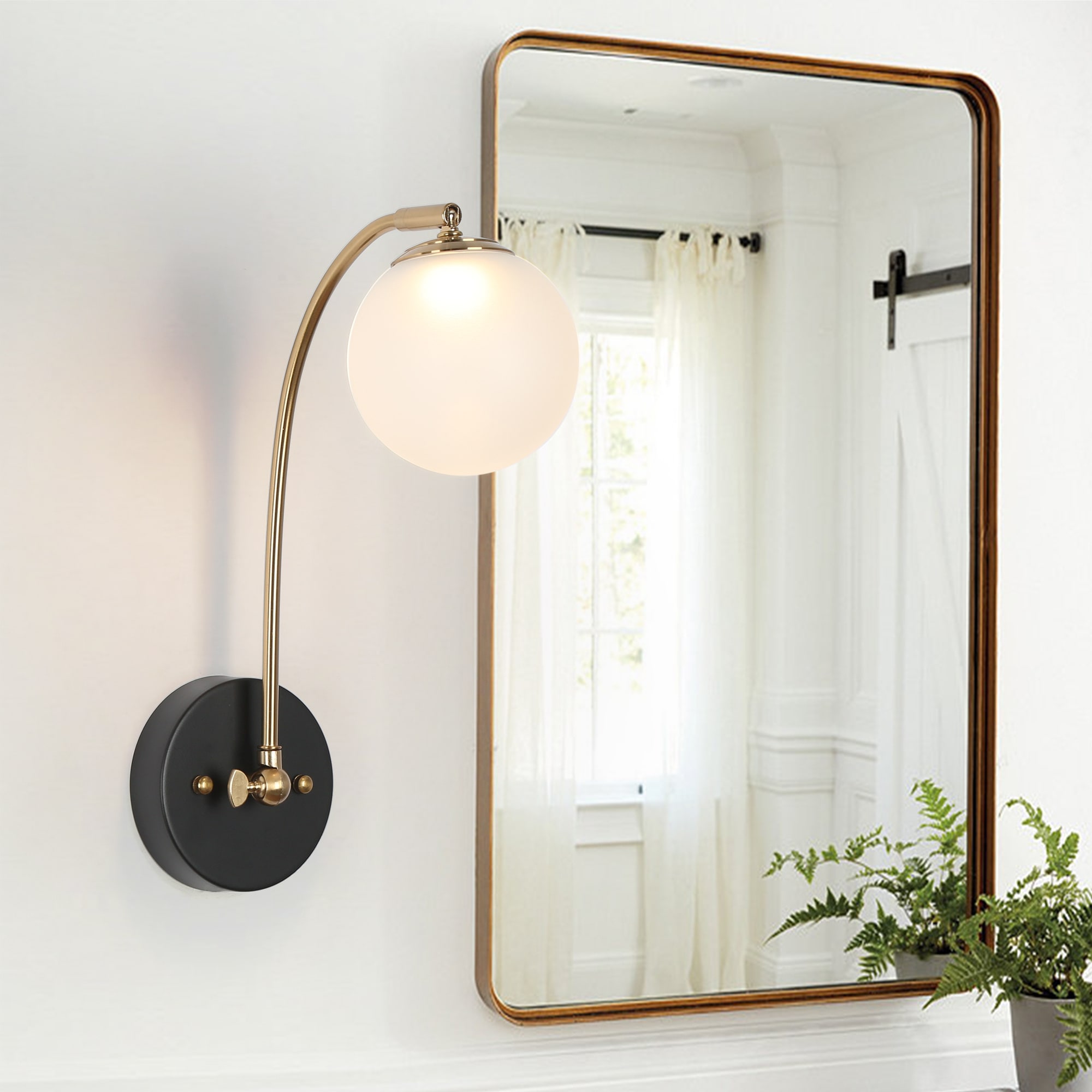 ZEVNI L3BZVMBYW4407S67 Froswy Transitional 4.7-in W 1 -Light Multiple finishes Gold Integrated LED Wall Sconce