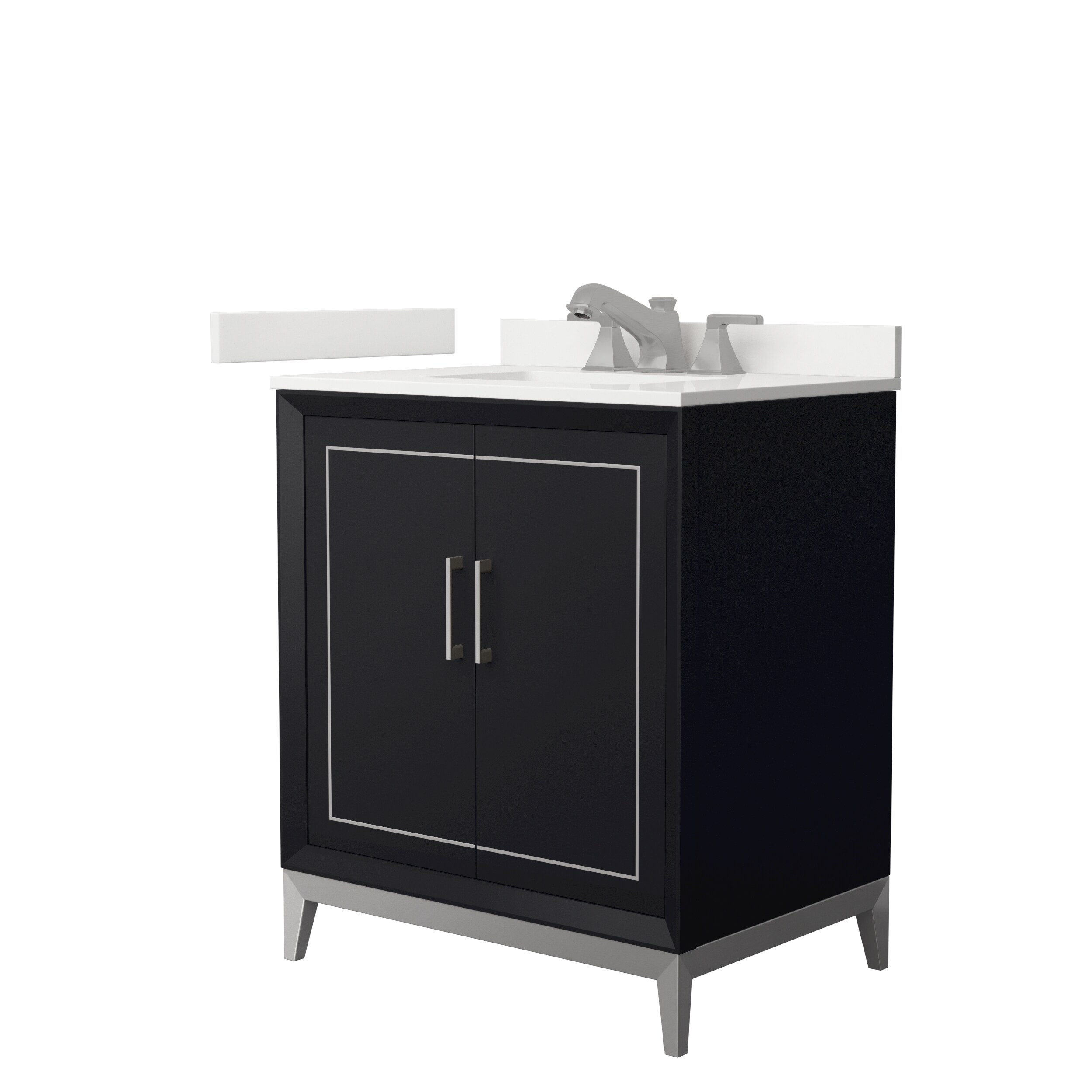 Wyndham Collection WCH515130SBKWQUS3MXX Marlena 30-in Black Undermount Single Sink Bathroom Vanity with White Quartz Top