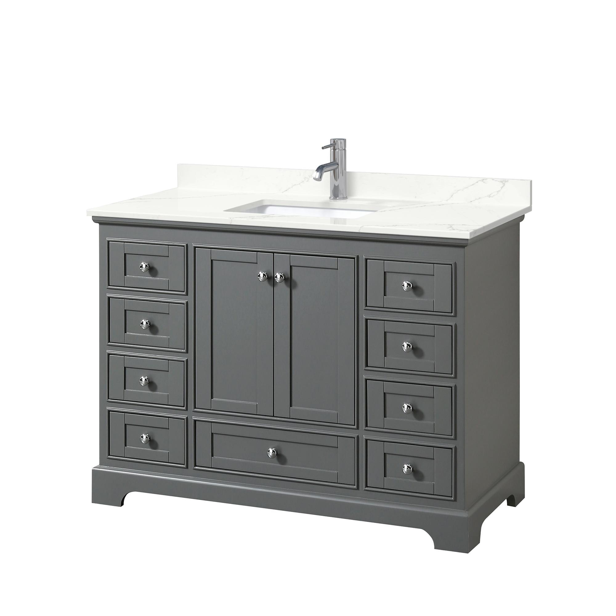 Wyndham Collection WCS202048SKGGTUNSMXX Deborah 48-in Dark Gray Undermount Single Sink Bathroom Vanity with Giotto Quartz Top