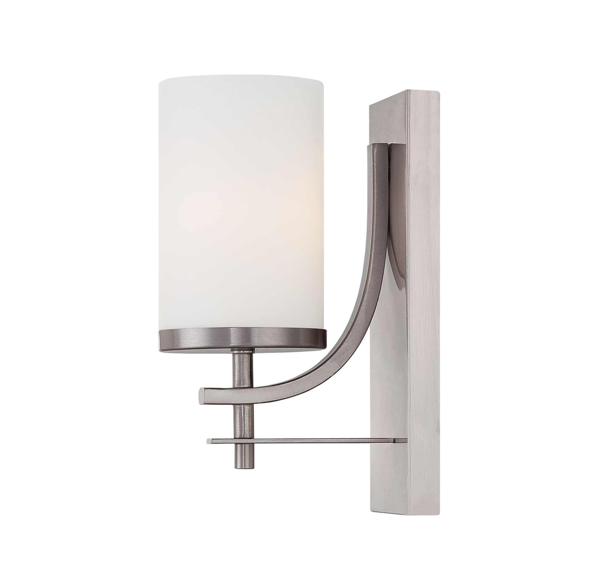 Satin Nickel 1-Light Wall Sconce with White Opal Glass