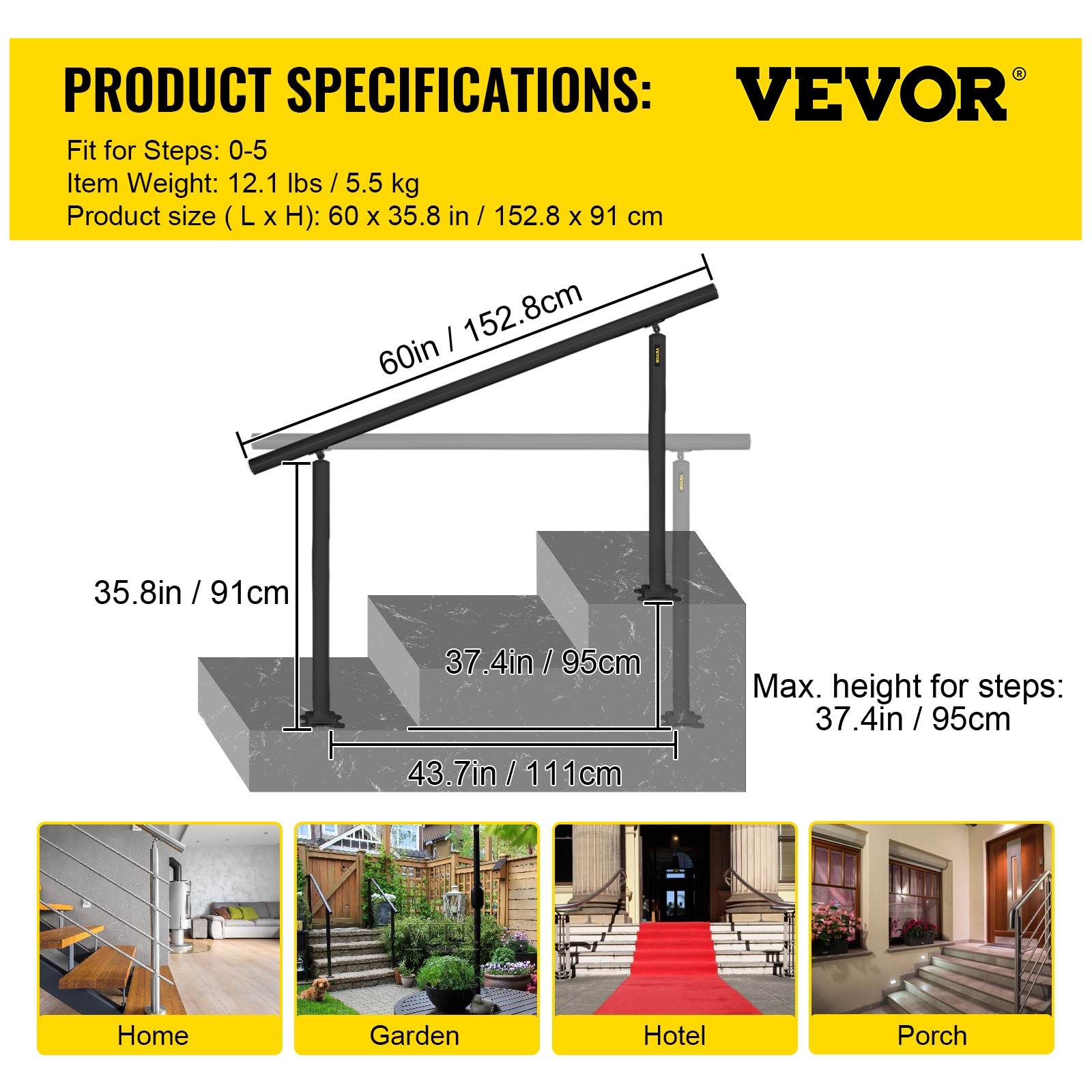 VEVOR SNLZSLZYGL5FT1GTPV0 Interior-Stairpart-Railing - View #7
