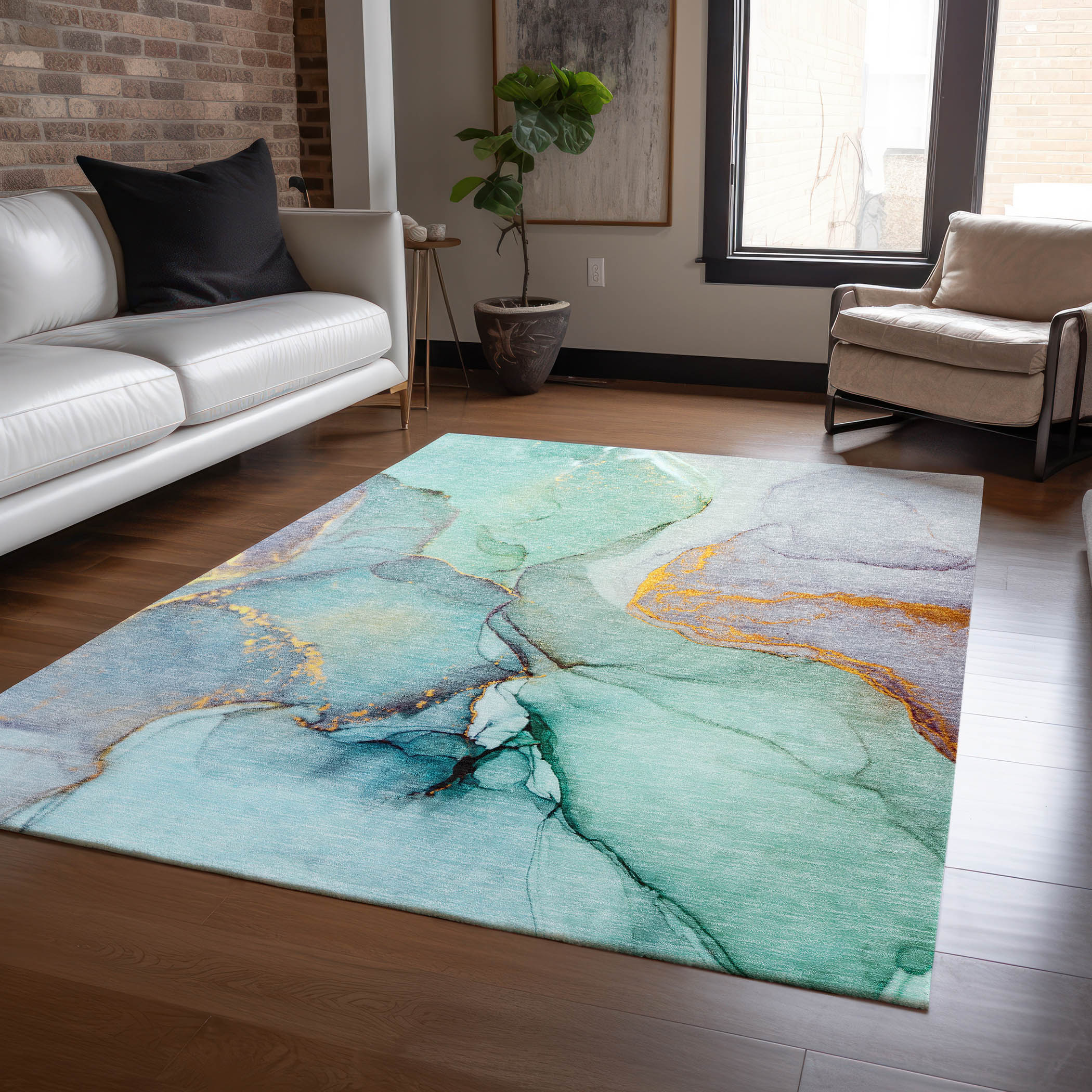 Addison Rugs ACN506TE9X12 Chantille ACN506TE 9 x 12 (ft) Polyester Teal Rectangular Indoor/Outdoor Abstract Machine washable Area rug