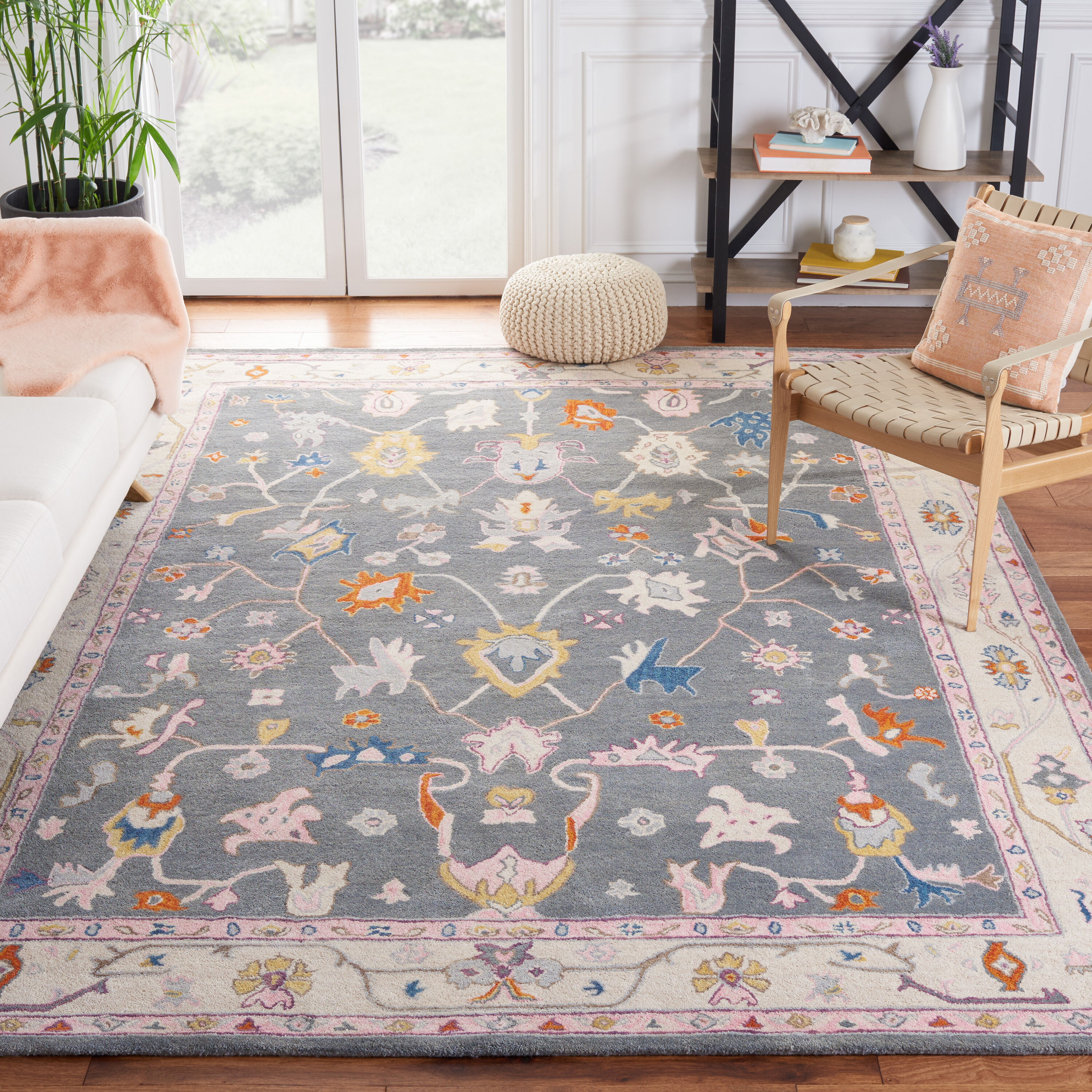  Anatolia 513 Dark Gray/Ivory Traditional 8ft x 10ft Large Rectangle Rug