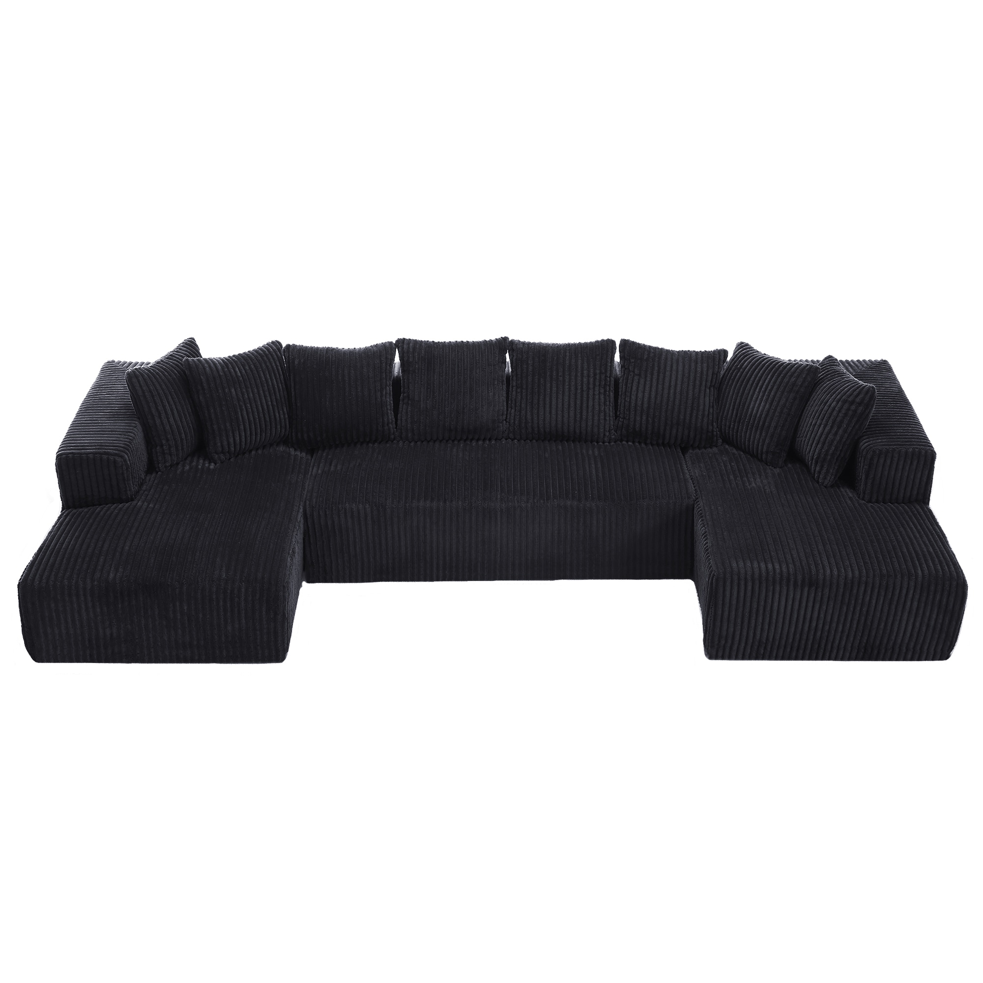 SINOFURN SYA020301GY 130.3-in W Modern Black 4-seater Sectional