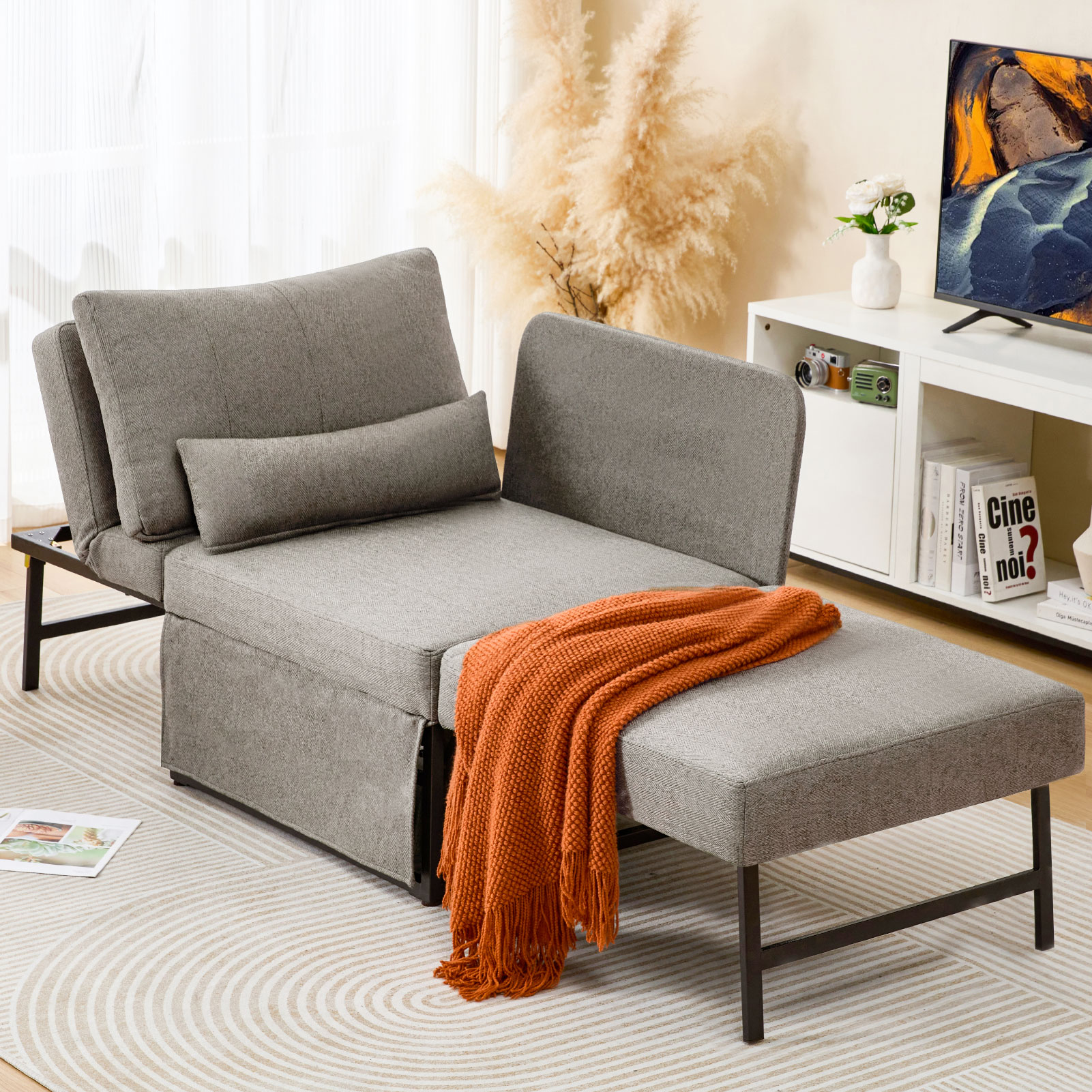 CESICIA 6008LGY Modern Gray Sleeper Chair
