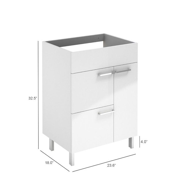 WS Bath Collections Elegance 24-in Glossy White Bathroom Vanity Base ...