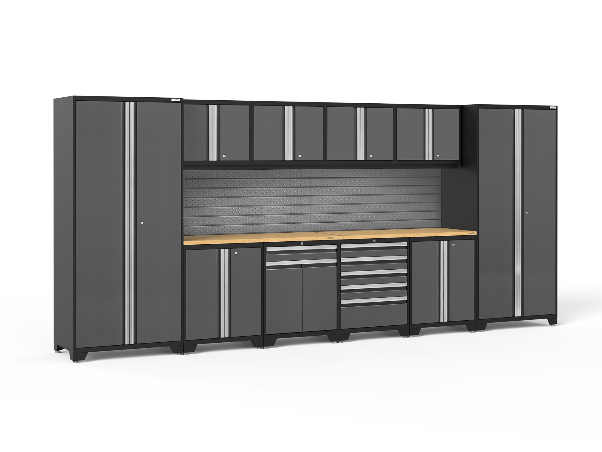 NewAge Products 58509 184.0-in W x 85.25-in H x 24.0-in D 10 -Cabinets Steel Charcoal Gray Garage Storage System