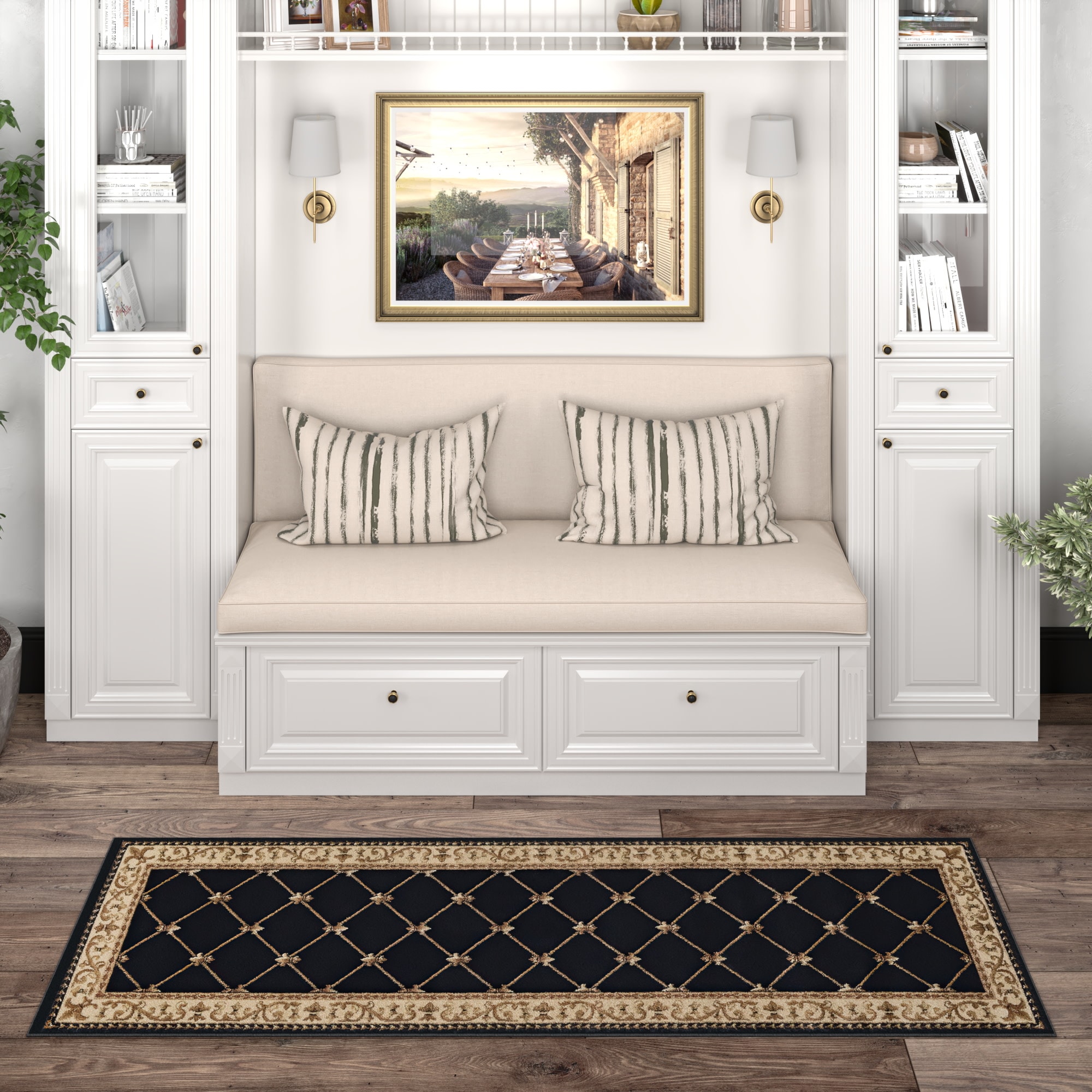 Sensation Black Synthetic Traditional Rectangular Area Rug