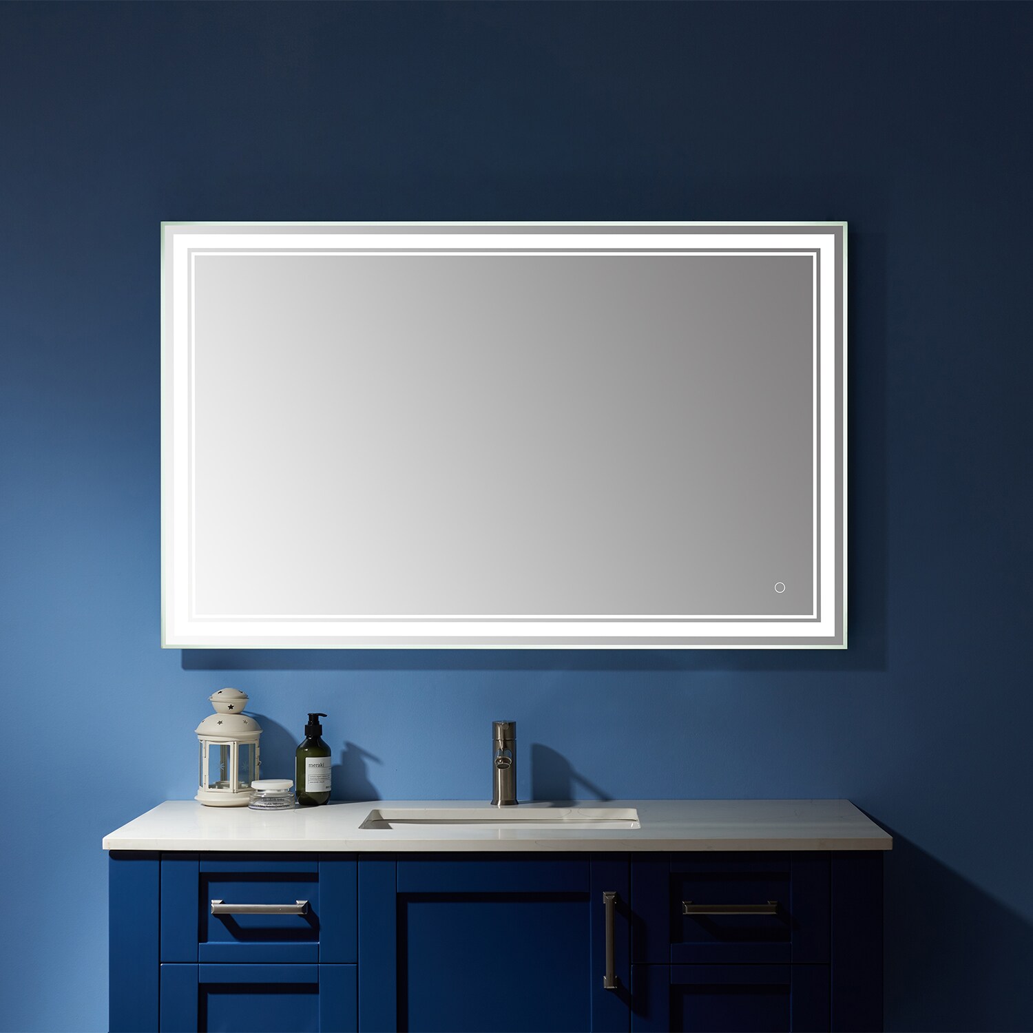 Vinnova 811048R-LED-NF 48-in x 30-in Beveled Frameless Rectangle Dimmable LED Lighted Bathroom Vanity Mirror ( No Frame )