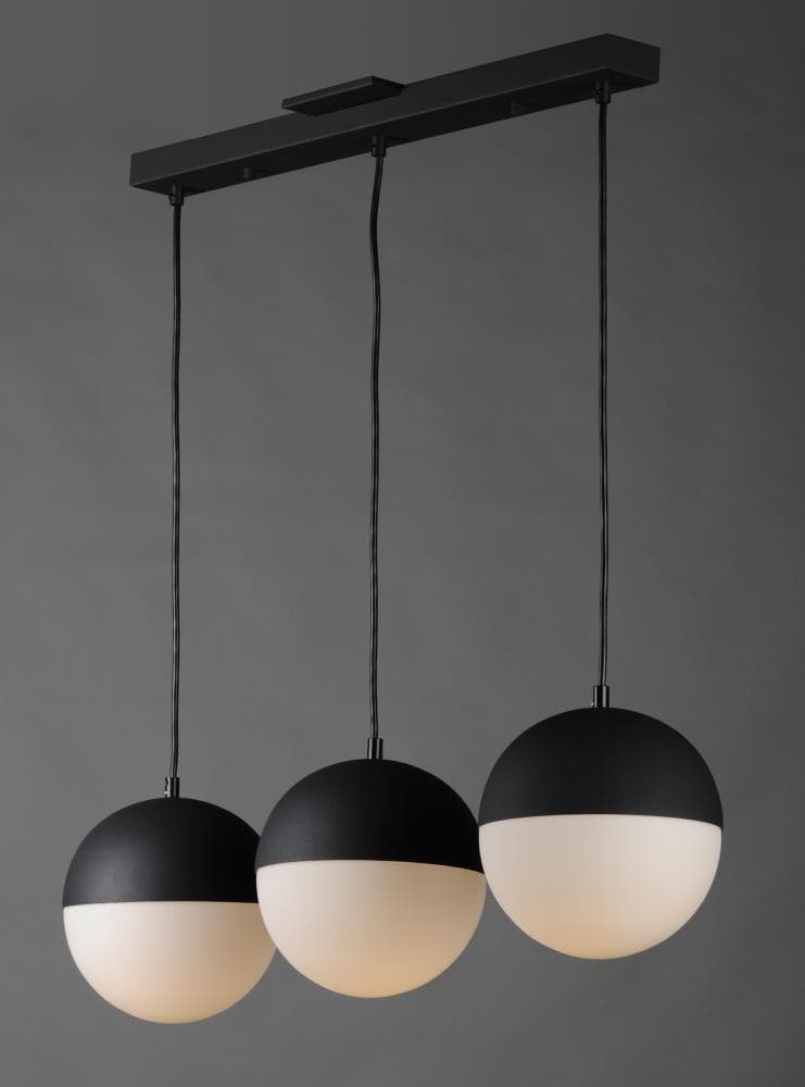 Sleek Modern Black Nickel 3-Light LED Pendant with Satin White Glass