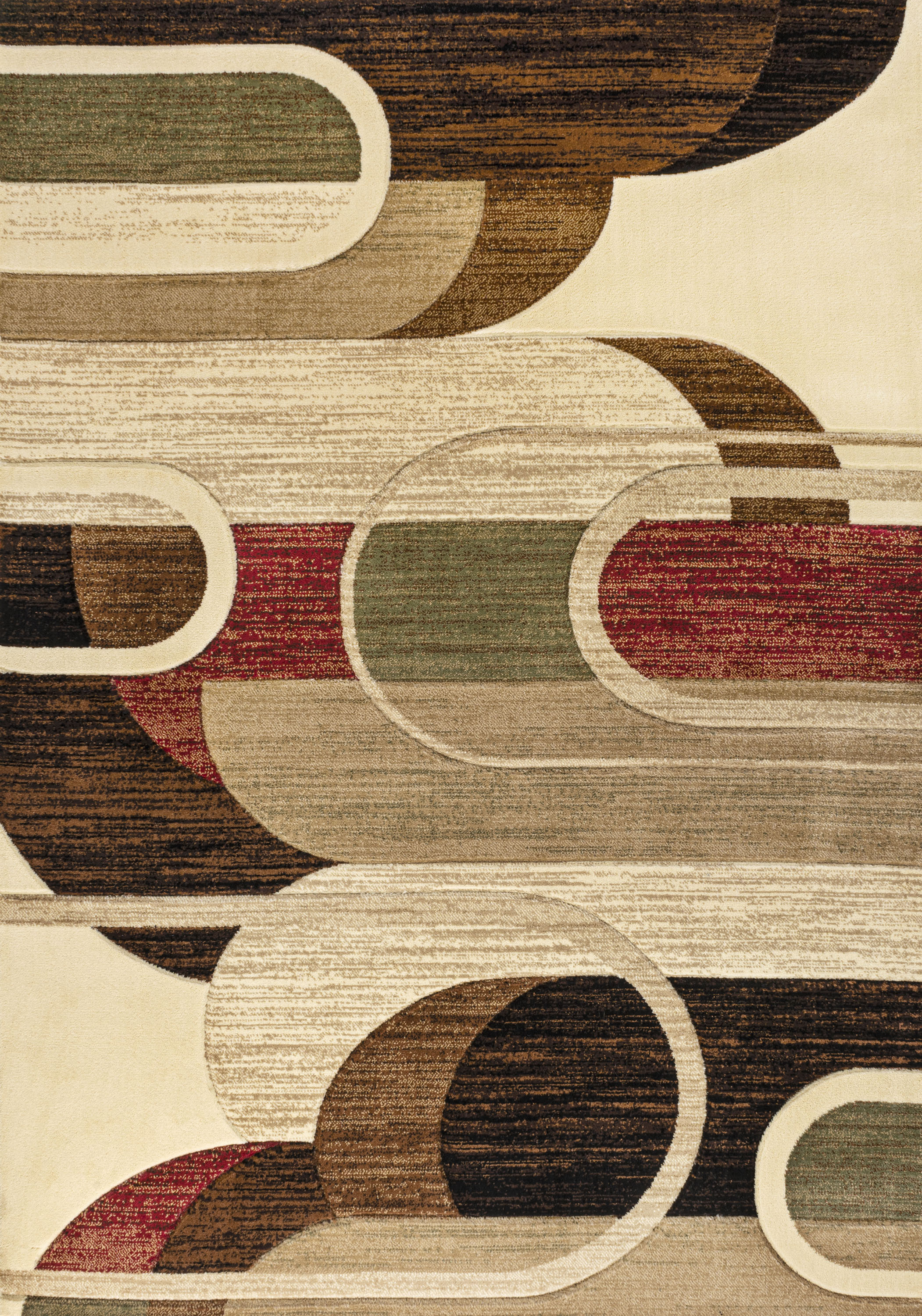 Tamara Retro Red and Beige Geometric Area Rug