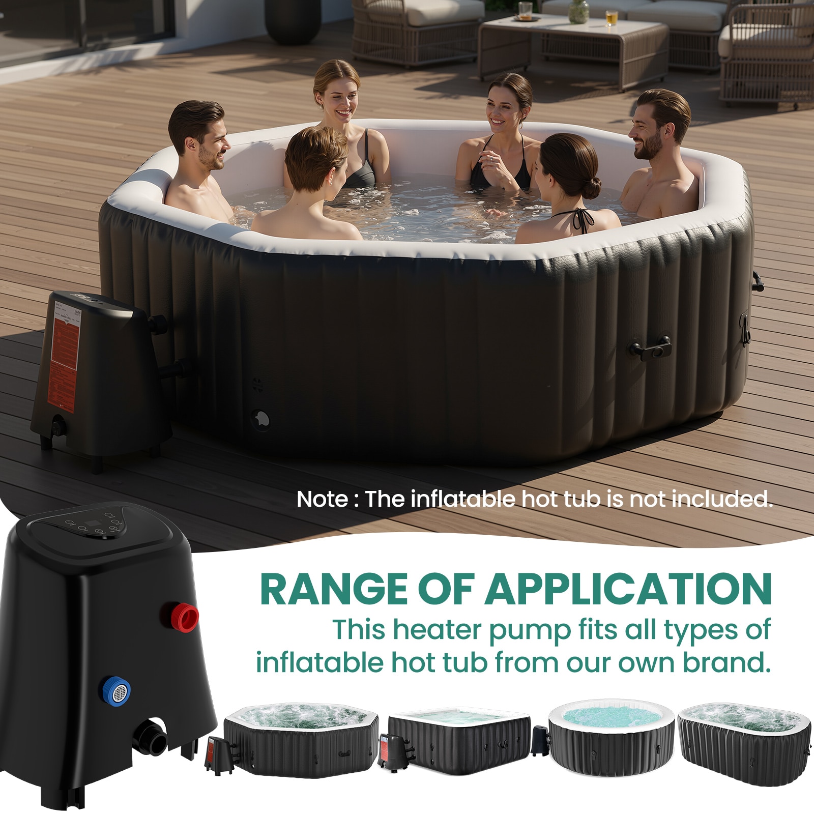 MOONCOOL 1350W SPA Heater Pump Multifunctional Inflatable Hot Tub