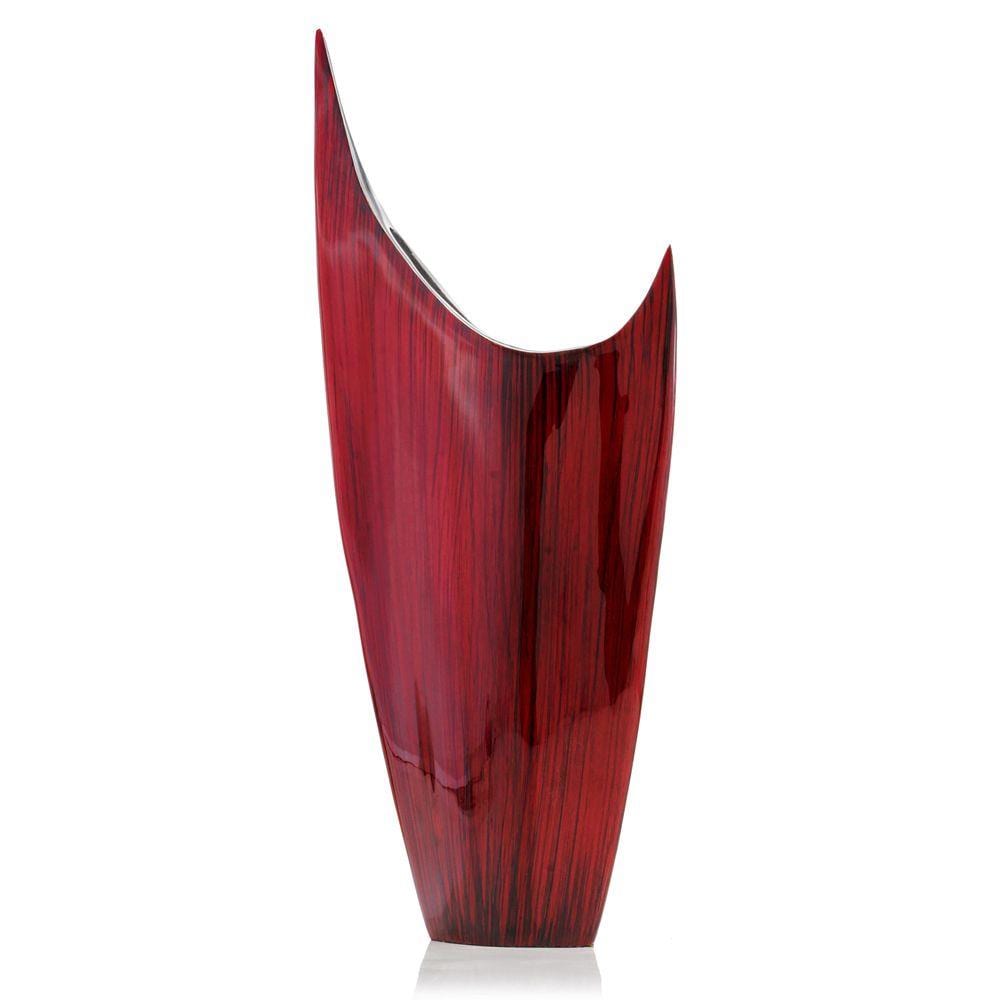 HomeRoots 354635 Red Aluminum Modern Vase