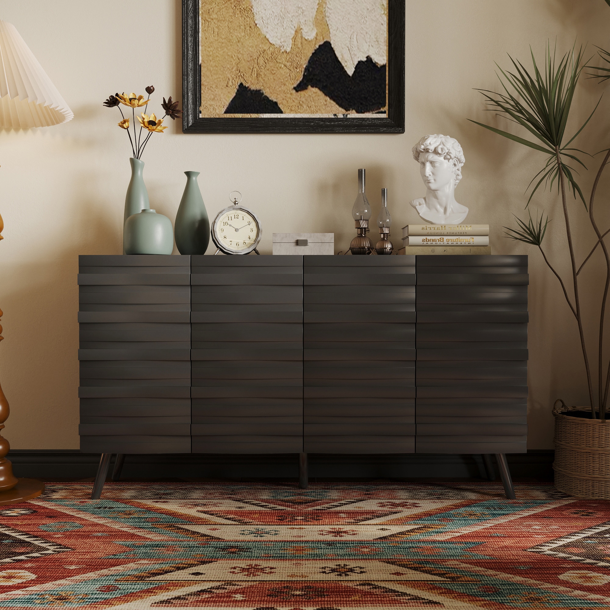 FUFU&GAGA KF390046-01 Contemporary/Modern Black Buffet