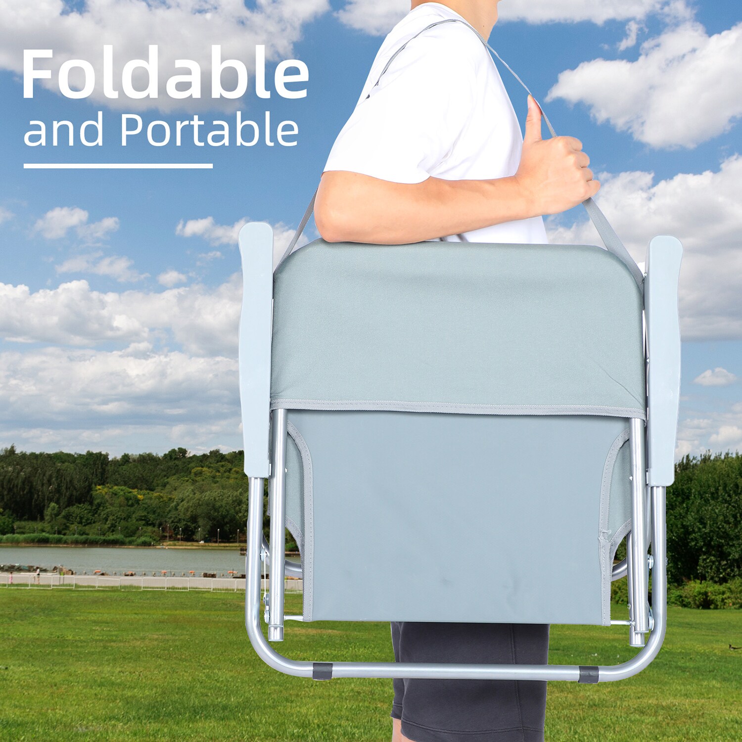 Portable Camping Chair with A 400-lb Metal Frame and Anti-Slip Feet