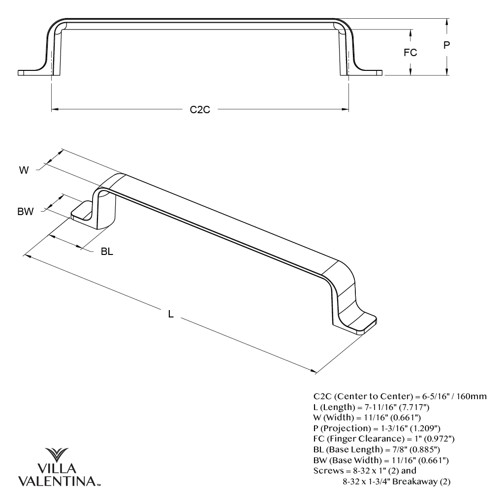 Villa Valentina VV4160CBZ Cabinet-Pulls - View #8