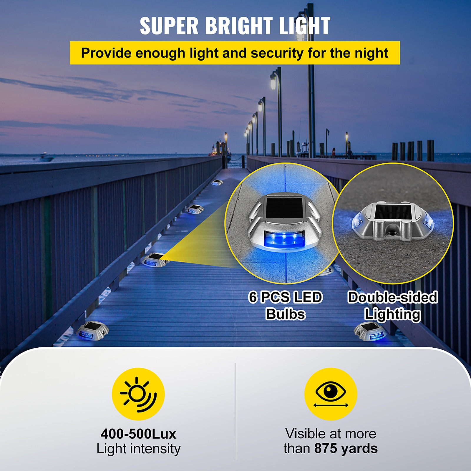 Solar-Powered Blue LED Pathway Lights Multipack with Cast Aluminum Shell