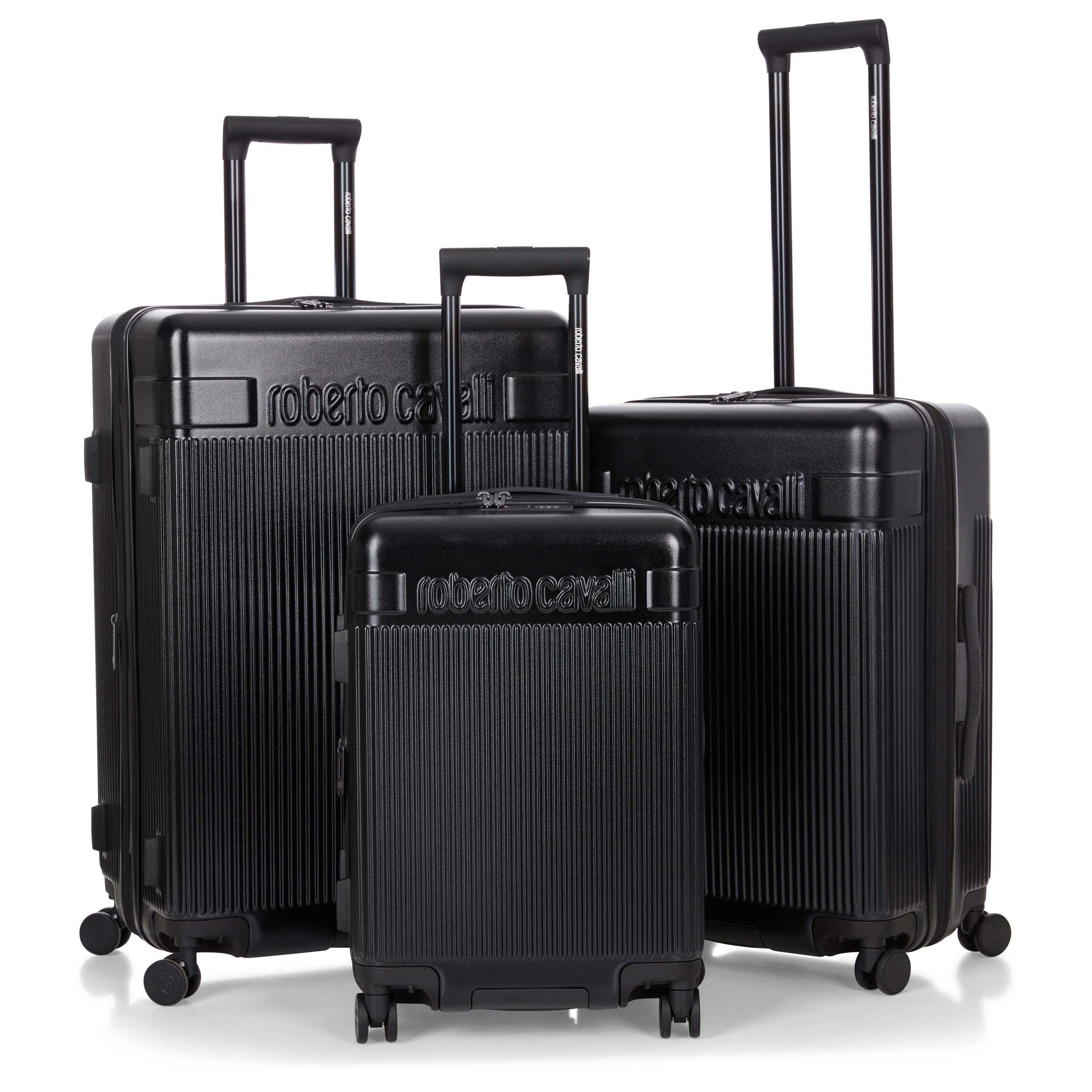 ROBERTO CAVALLI 3 Piece Luggage Set with Expandable Hard Shell and 8 Spinner Wheels