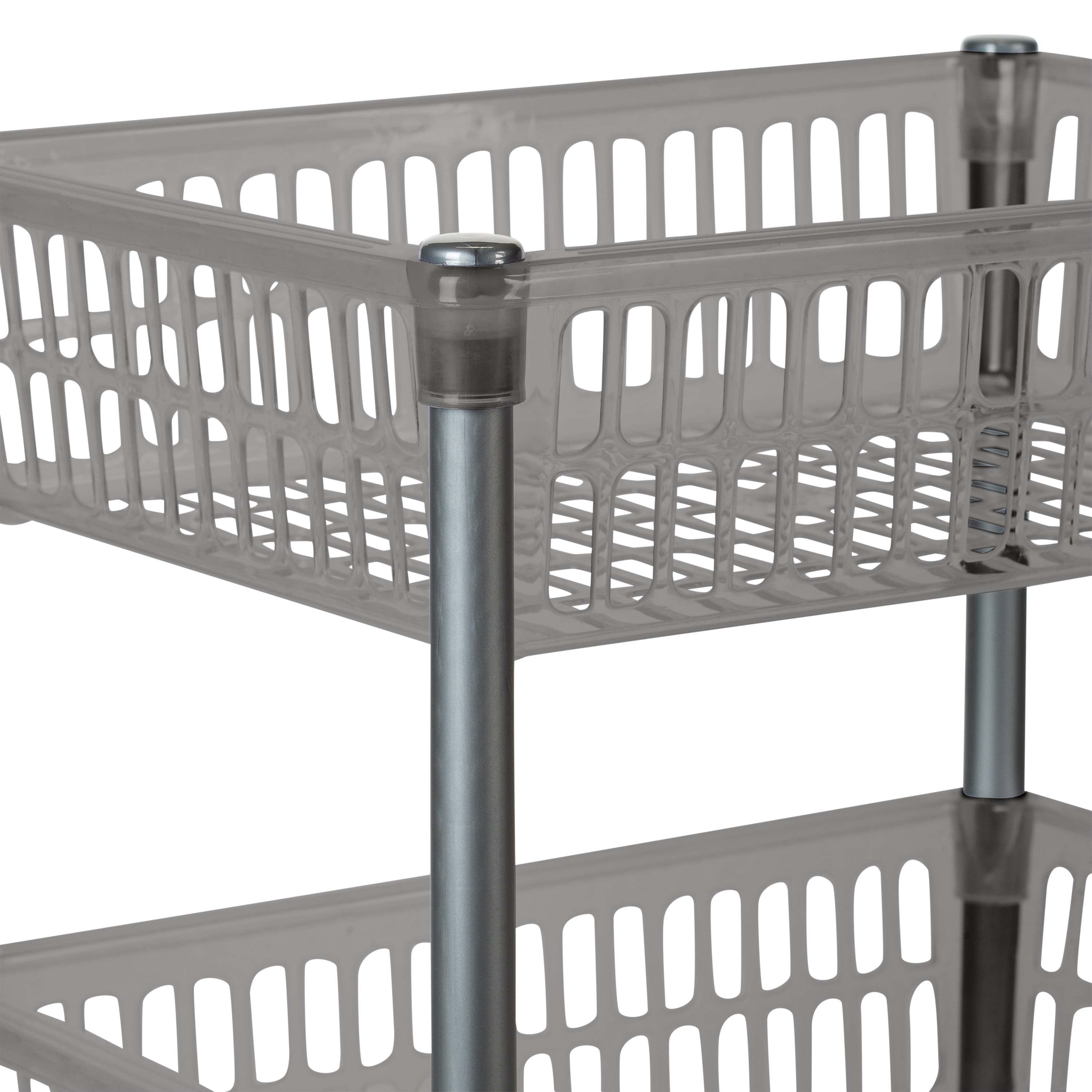 Slimline Gray Polypropylene 4-Tier Storage Shelf for Versatile Use