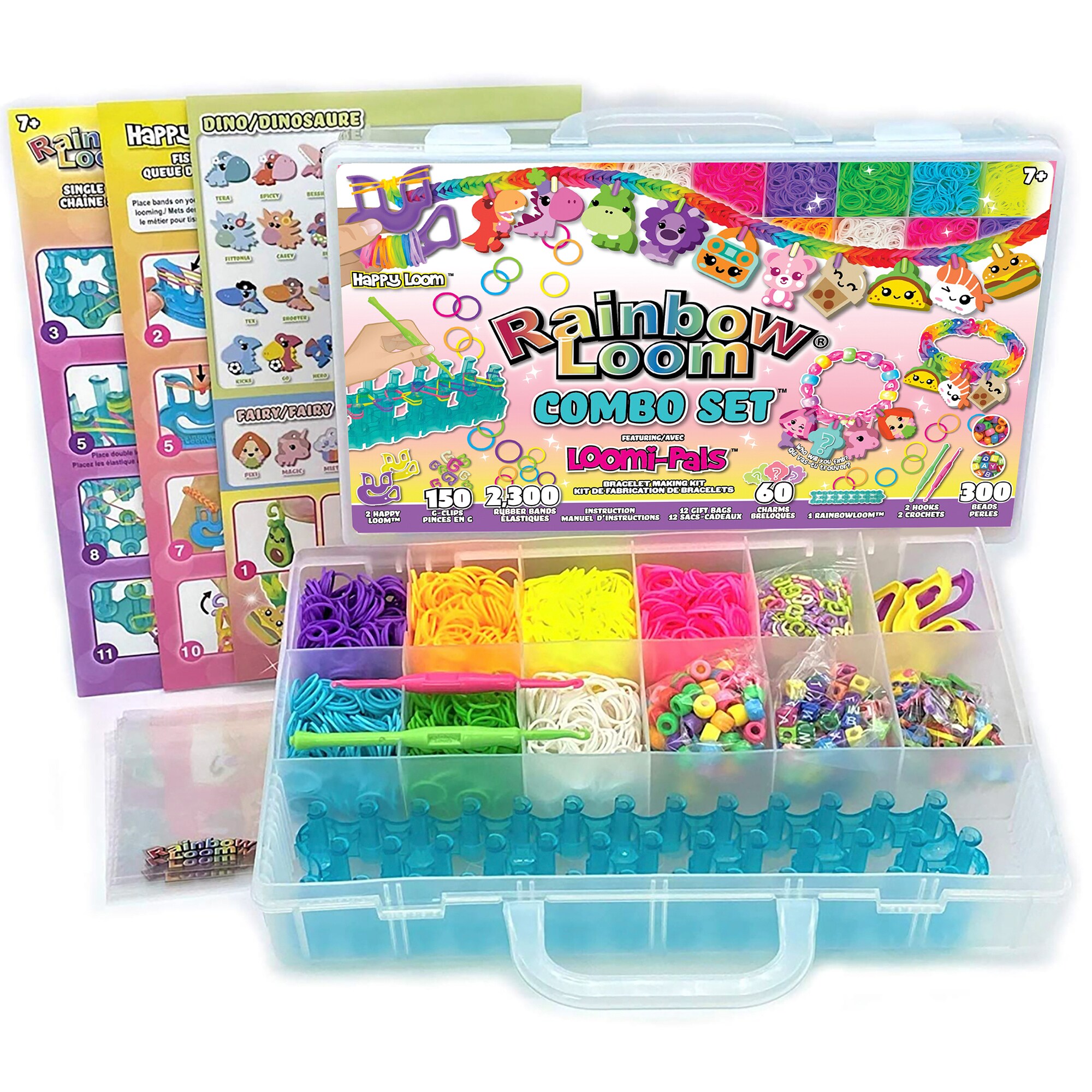  Rainbow Loom® Loomi-Pals™ Mini Combo Set, Features 60 Cute  Assorted Loomi-Pals Charms,1 Happy Loom, 2100 Colorful Bands All in a  Carrying Case for Boys and Girls 7+