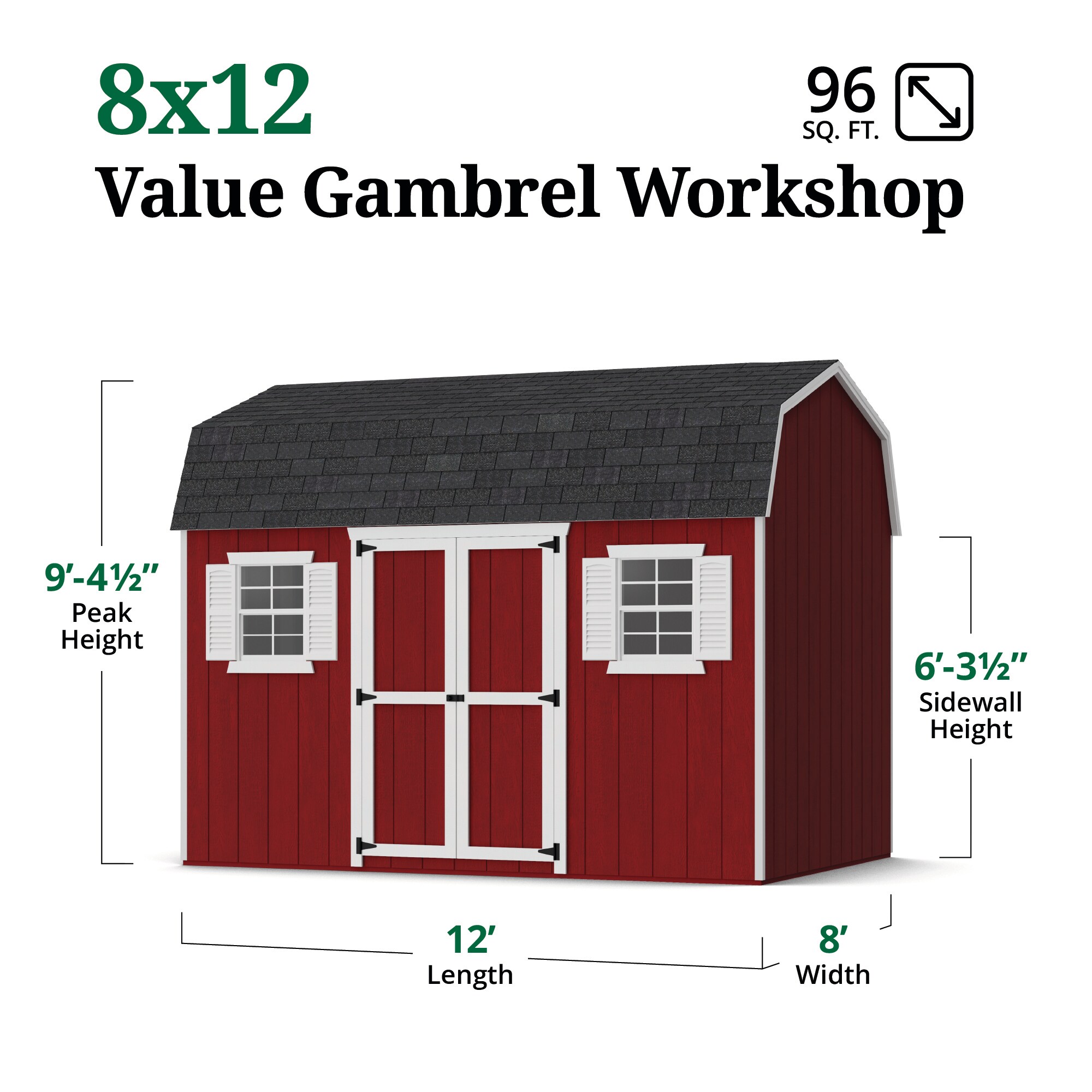 Little Cottage Co 8X12 VGB-6-WS-PC-FK Wood-Storage-Buildings - View #3