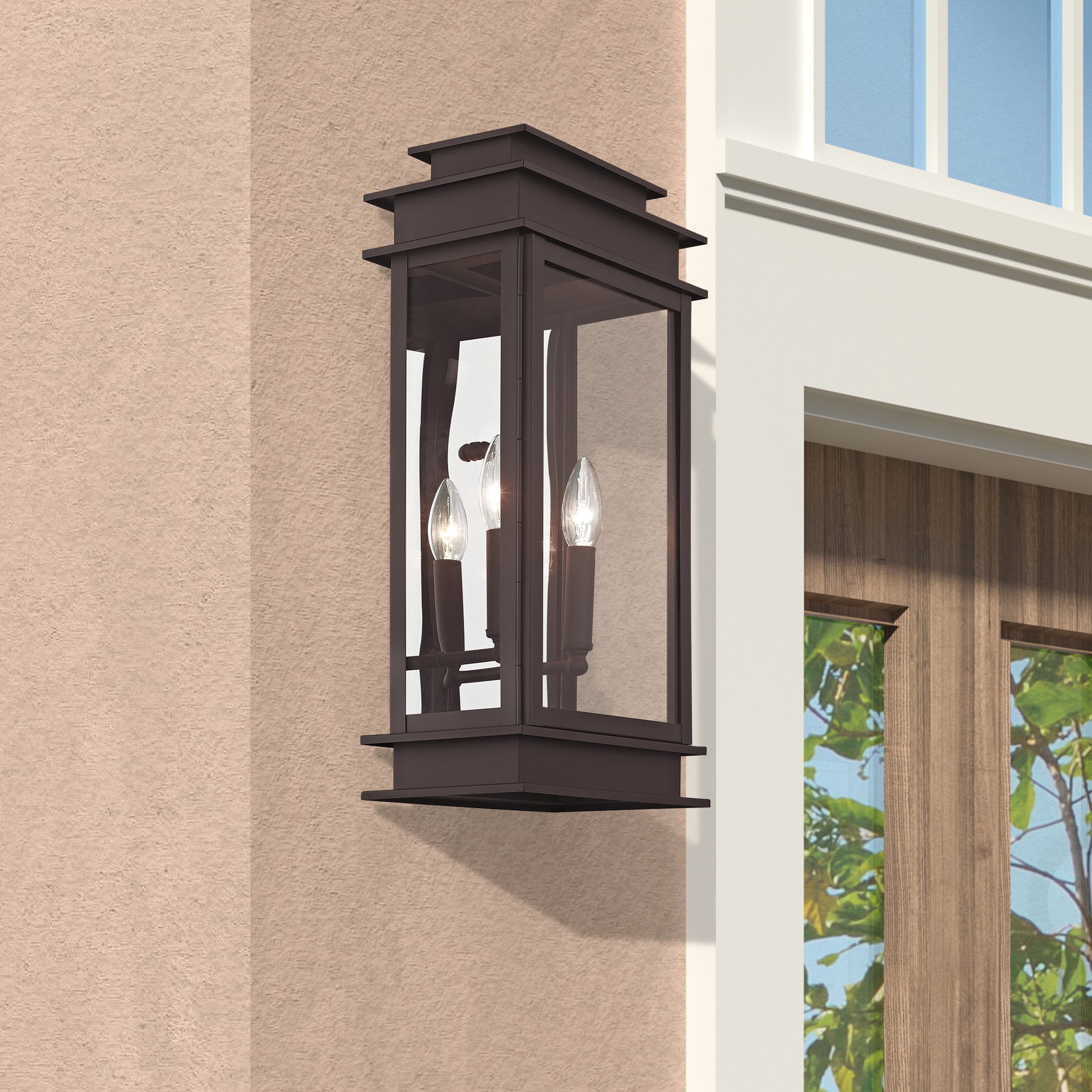Princeton Classic Bronze 19" Outdoor Wall Lantern with Clear Glass